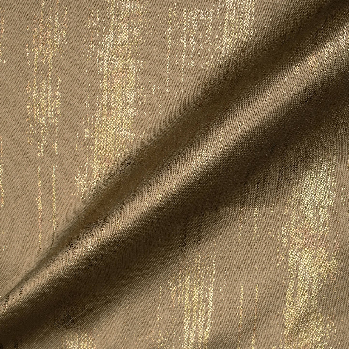 Brown Texture Pattern Golden Foil Premium Curtain Fabric (Width 54 Inches)