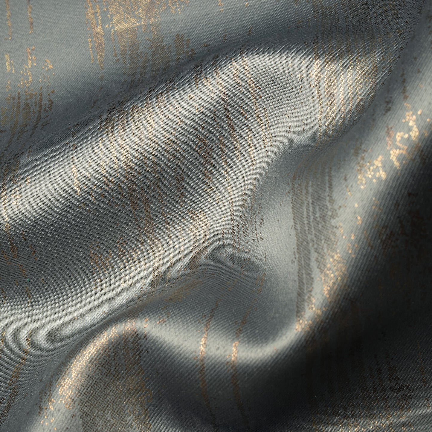 Lead Grey Texture Pattern Golden Foil Premium Curtain Fabric (Width 54 Inches)