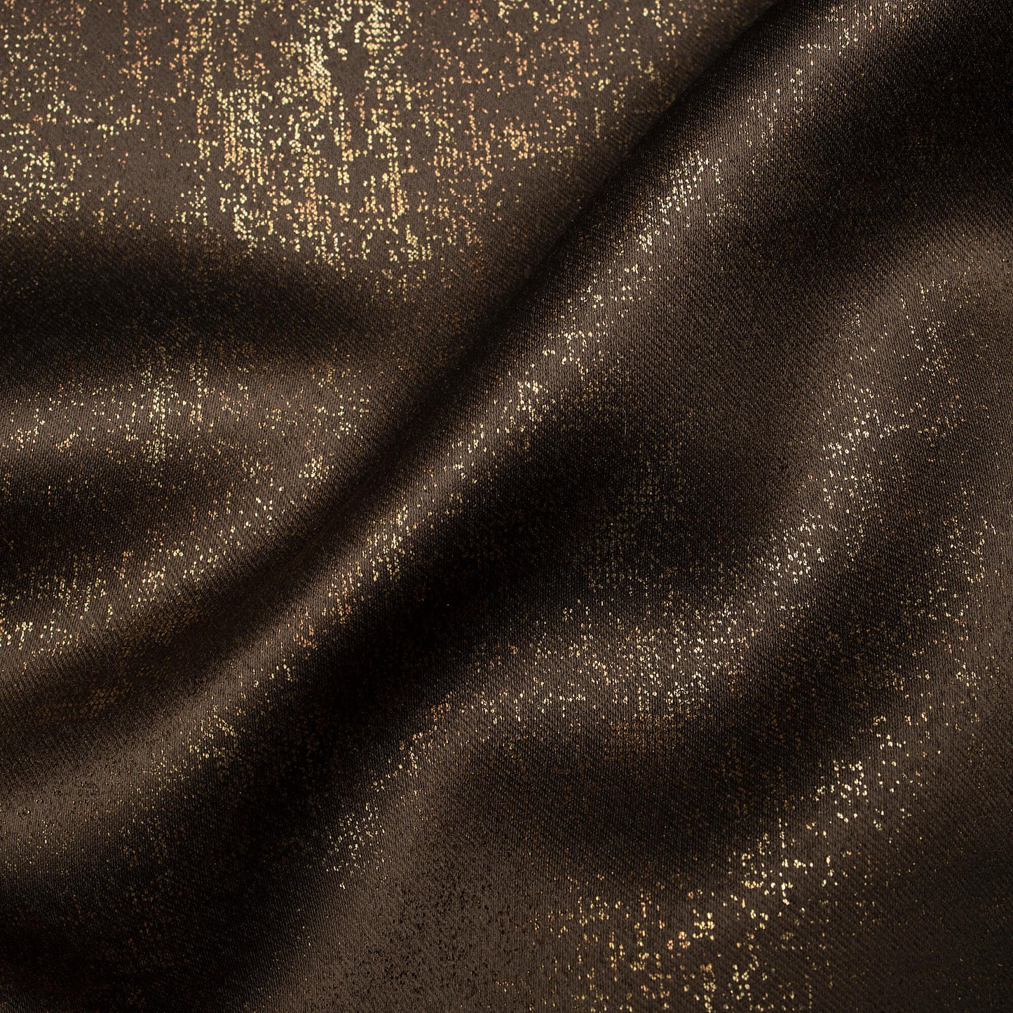 Spice Brown Geometric Pattern Golden Foil Premium Curtain Fabric (Width 54 Inches)