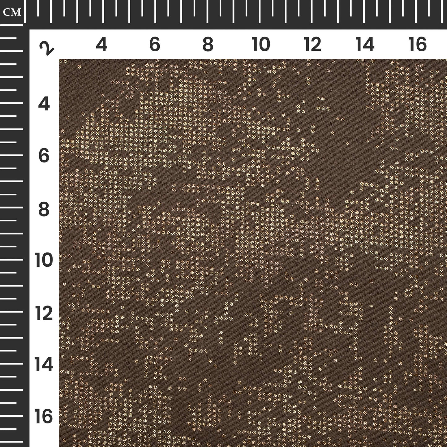 Spice Brown Golden Dots Geometric Pattern Premium Curtain Fabric (Width 54 Inches)