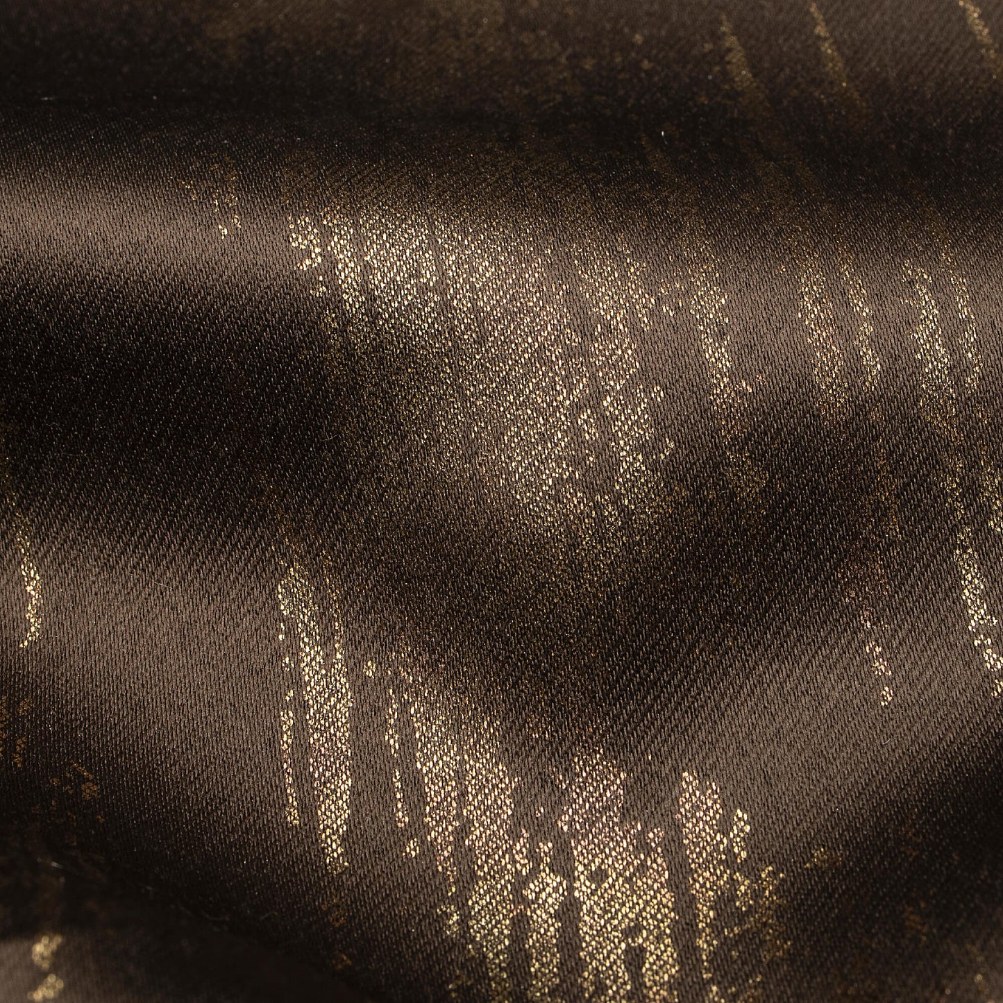 Spice Brown Texture Pattern Golden Foil Premium Curtain Fabric (Width 54 Inches)