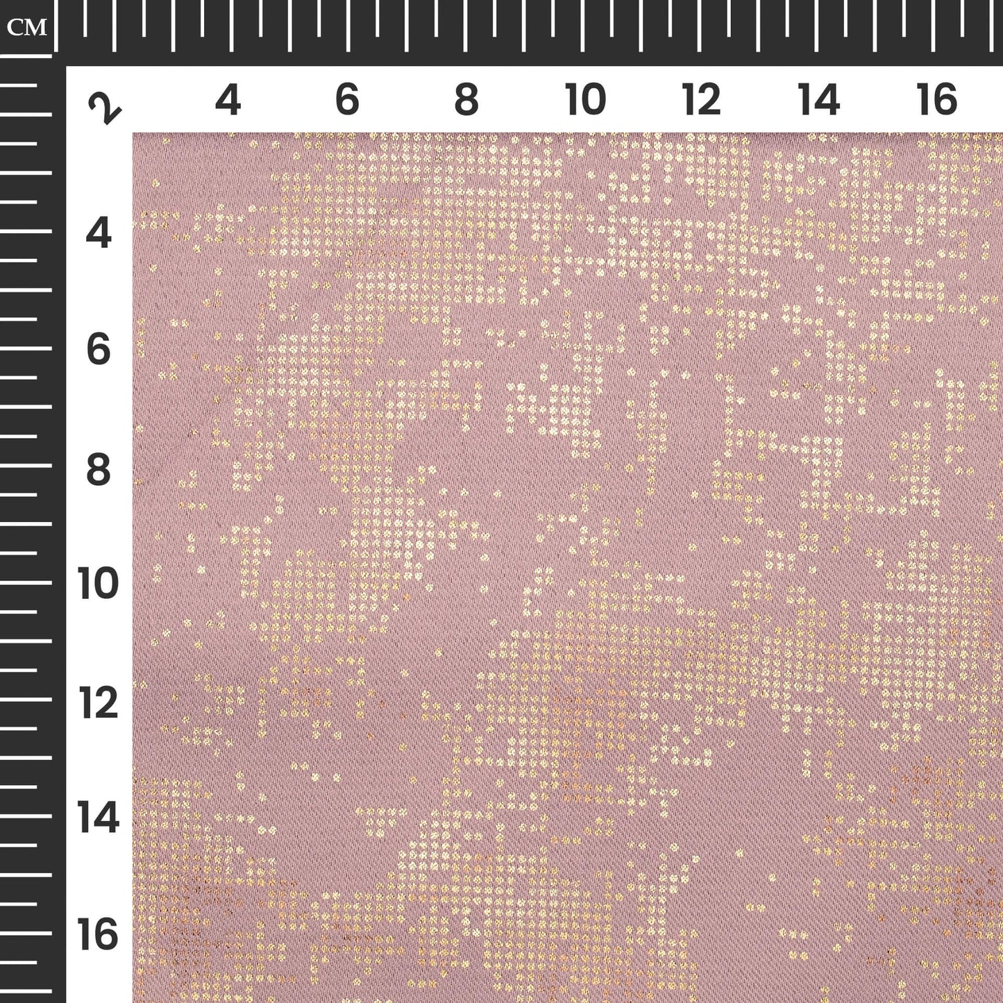 Oyster Pink Golden Dots Geometric Pattern Premium Curtain Fabric (Width 54 Inches)