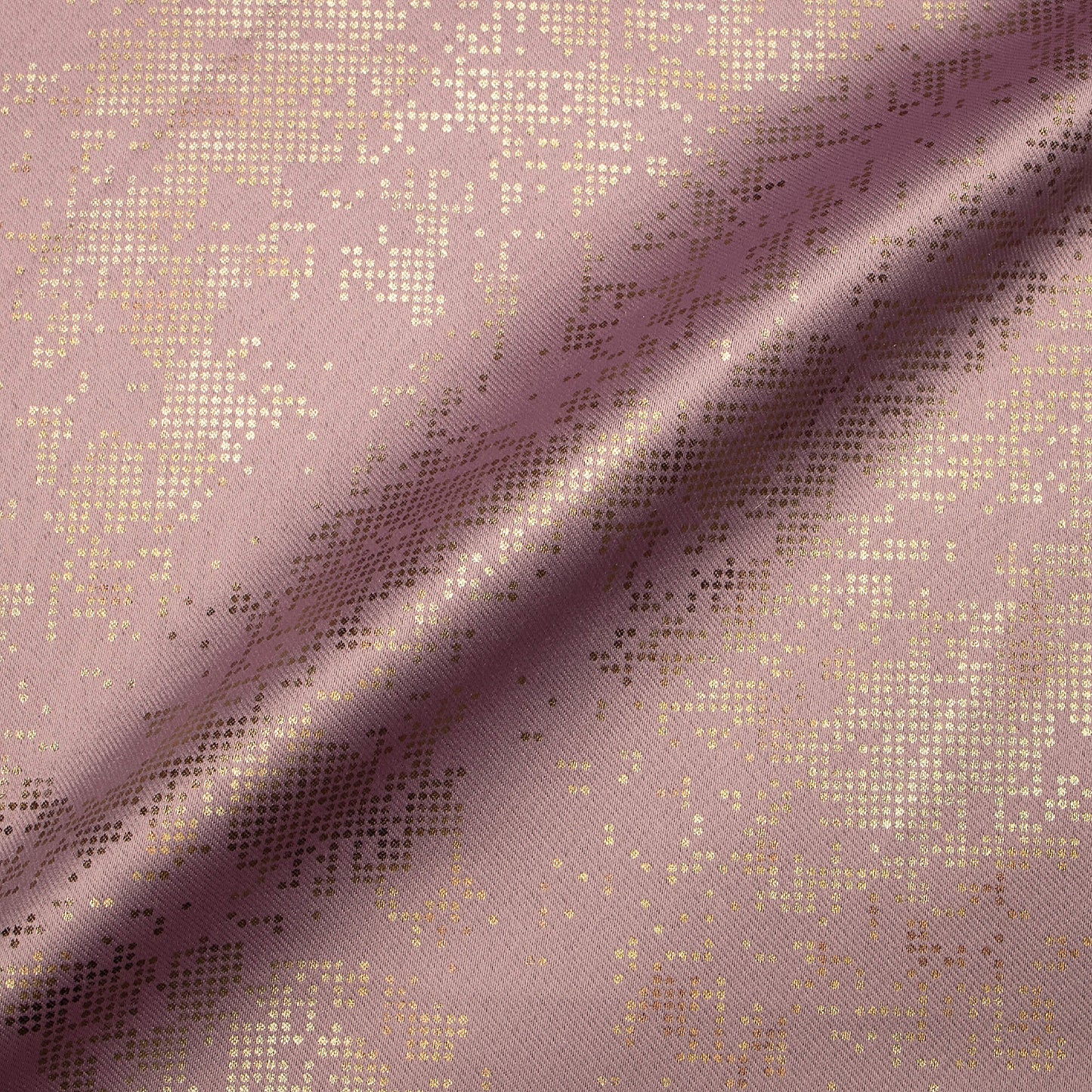 Oyster Pink Golden Dots Geometric Pattern Premium Curtain Fabric (Width 54 Inches)