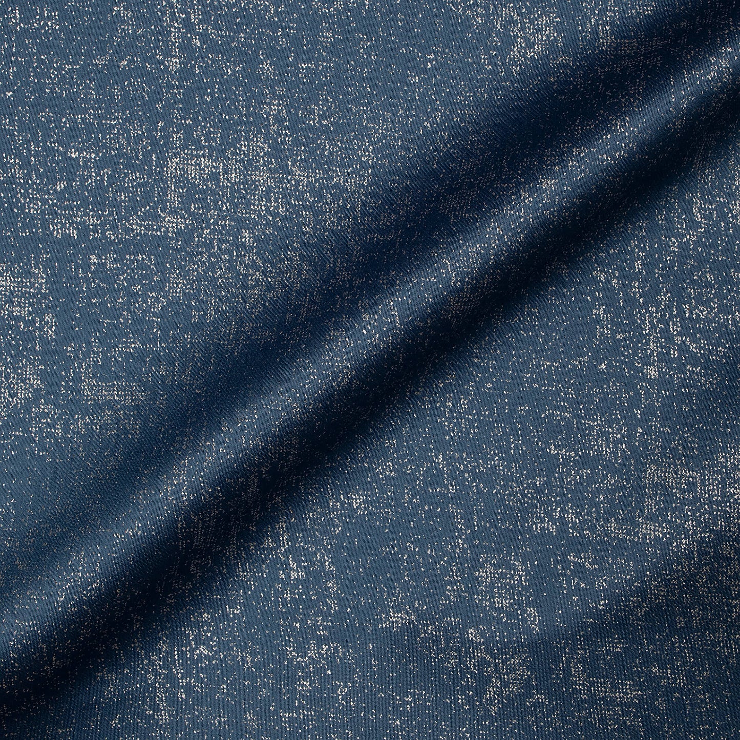 Cello Blue Geometric Pattern Silver Foil Premium Curtain Fabric (Width 54 Inches)
