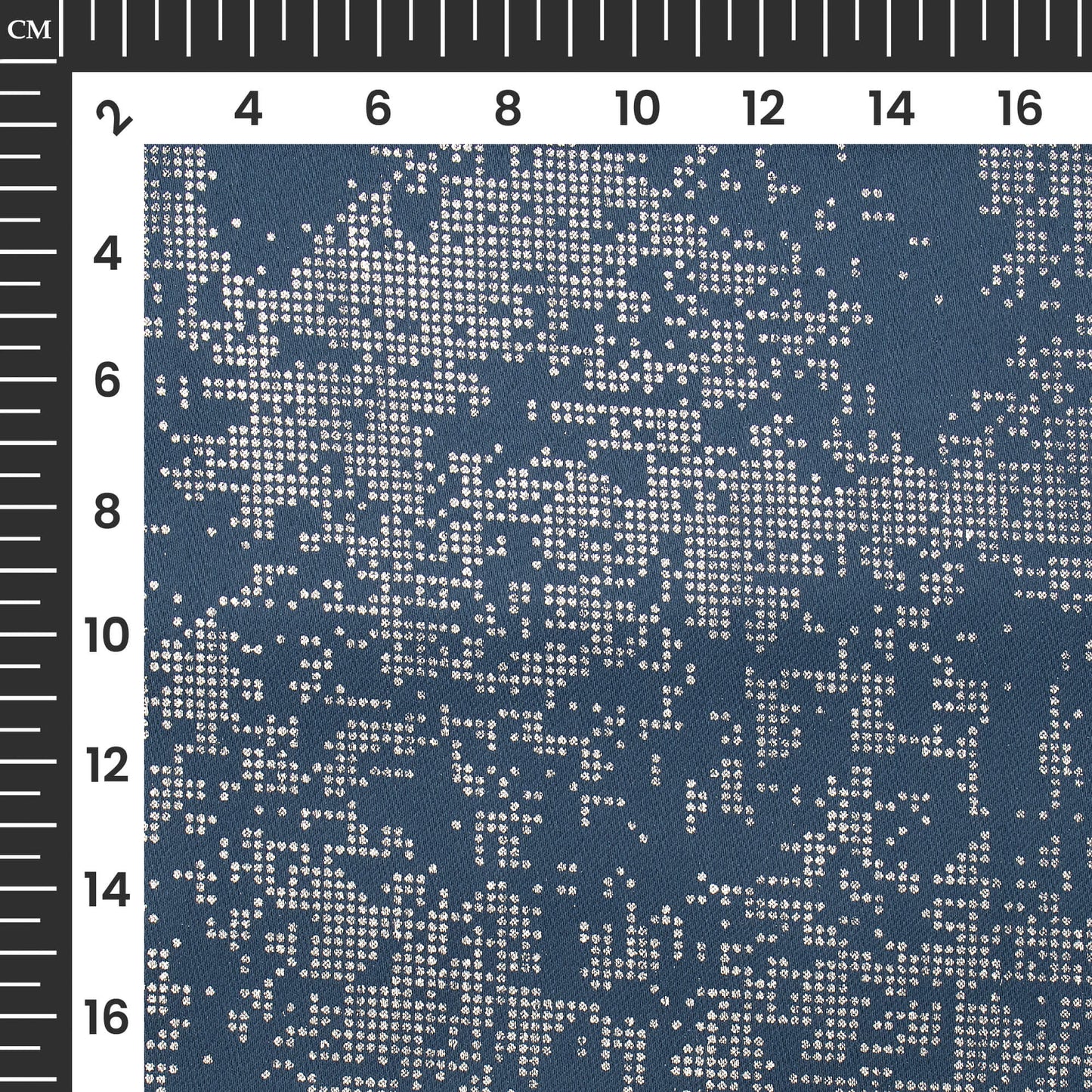 Cello Blue Silver Dots Geometric Pattern Premium Curtain Fabric (Width 54 Inches)