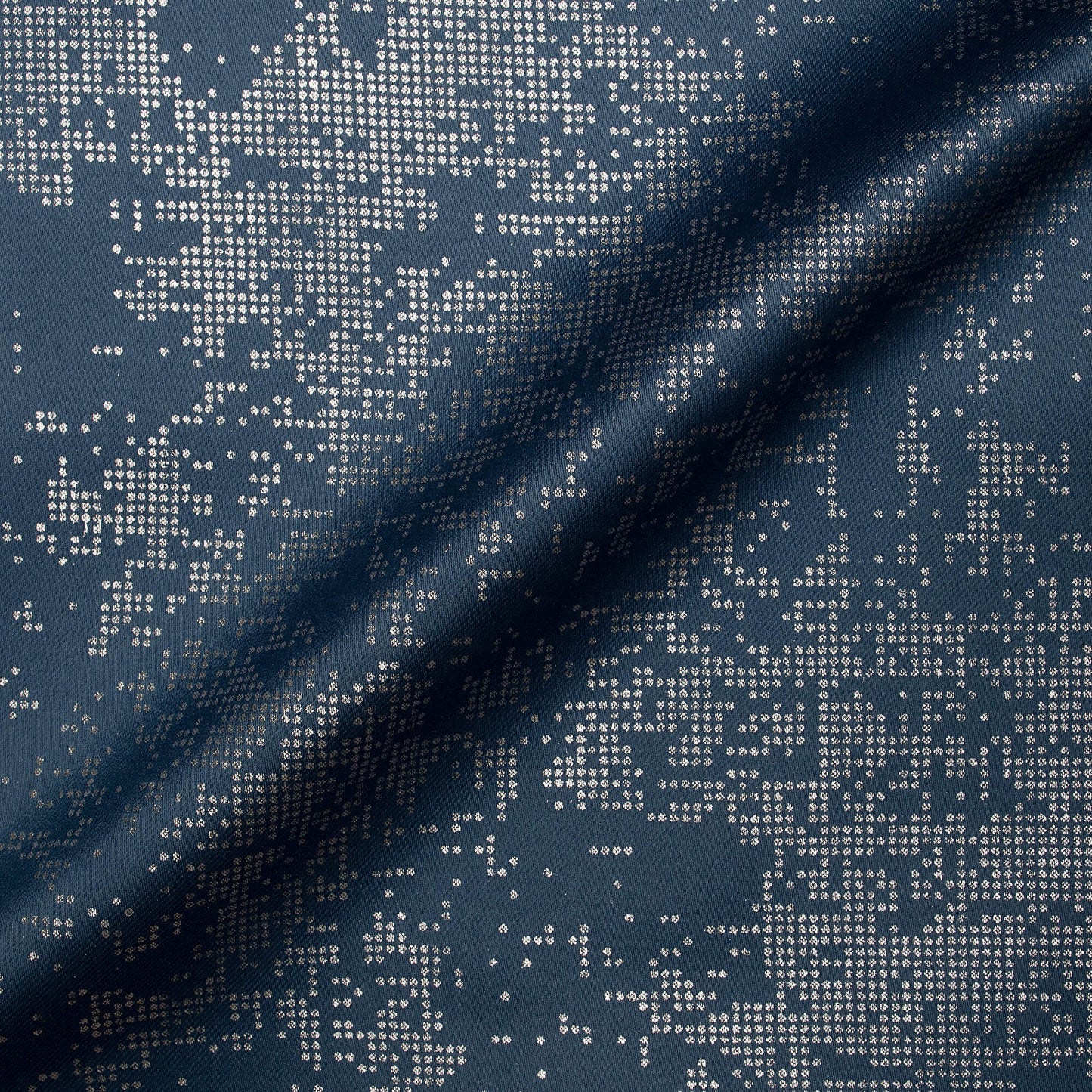 Cello Blue Silver Dots Geometric Pattern Premium Curtain Fabric (Width 54 Inches)