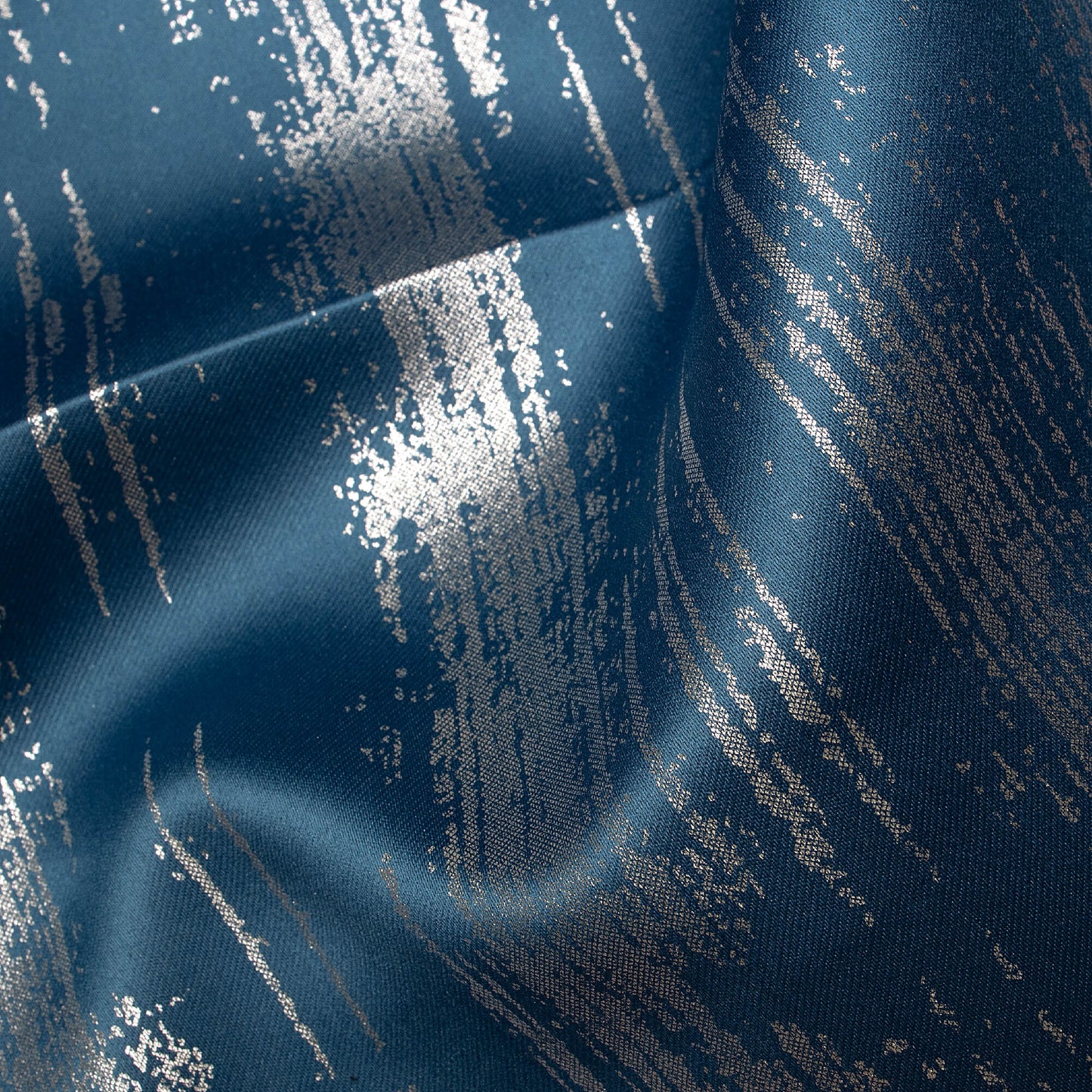 Cello Blue Texture Pattern Silver Foil Premium Curtain Fabric (Width 54 Inches)