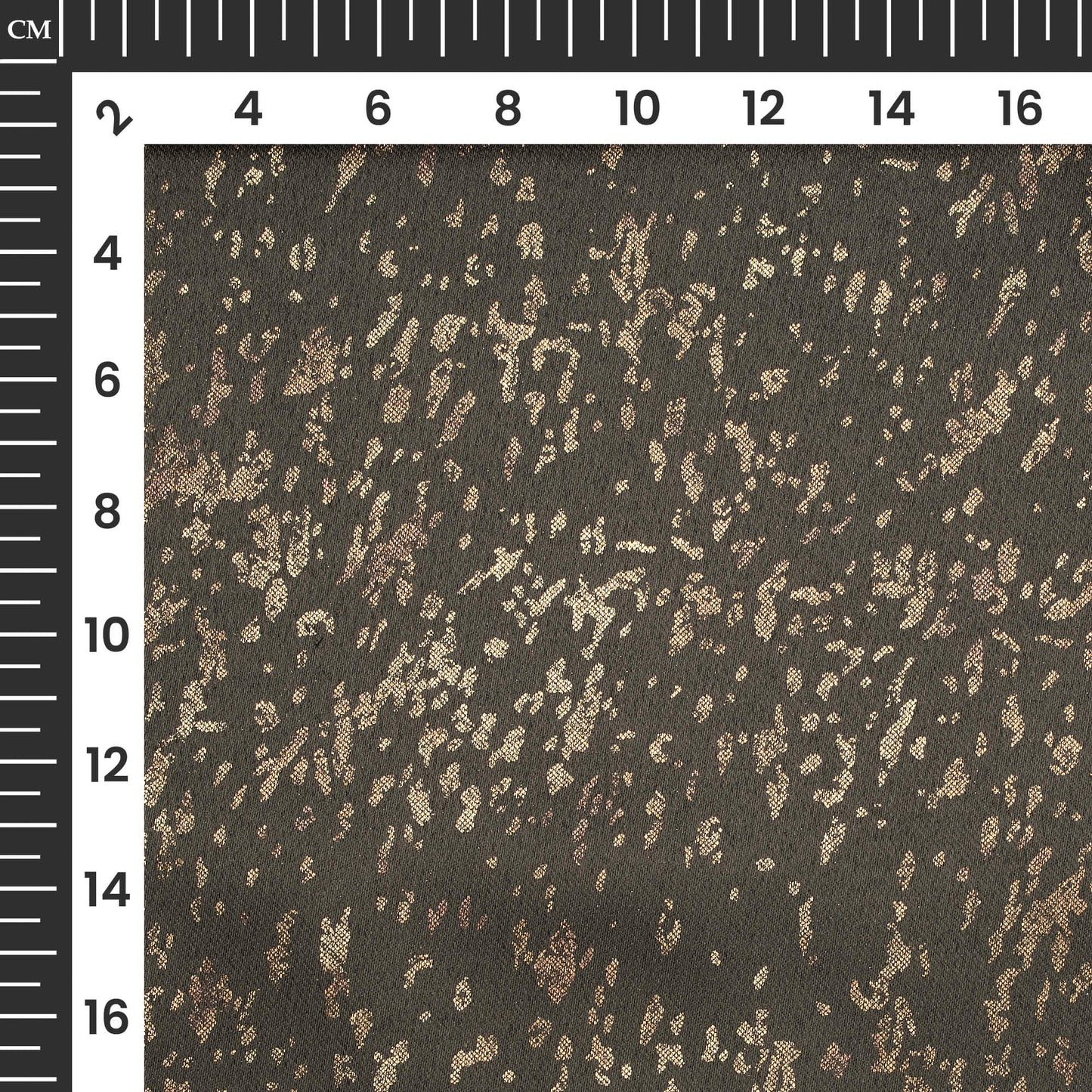 Metallic Brown Abstract Pattern Golden Foil Premium Curtain Fabric (Width 54 Inches)