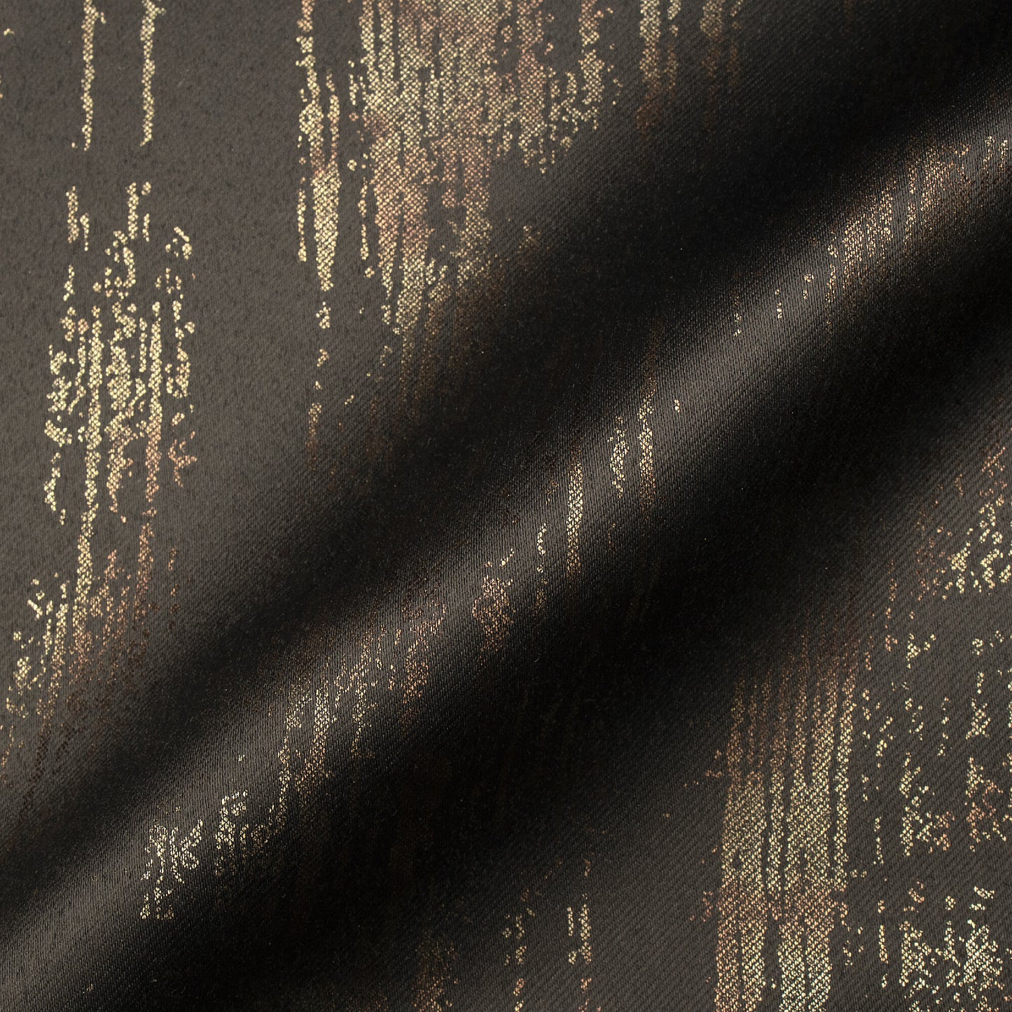 Metallic Brown Texture Pattern Golden Foil Premium Curtain Fabric (Width 54 Inches)