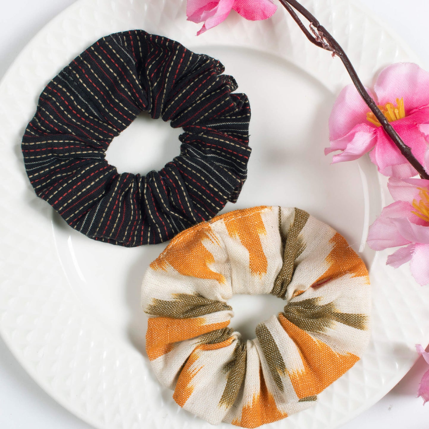 Pack Of 2 Cotton Handmade Scrunchies