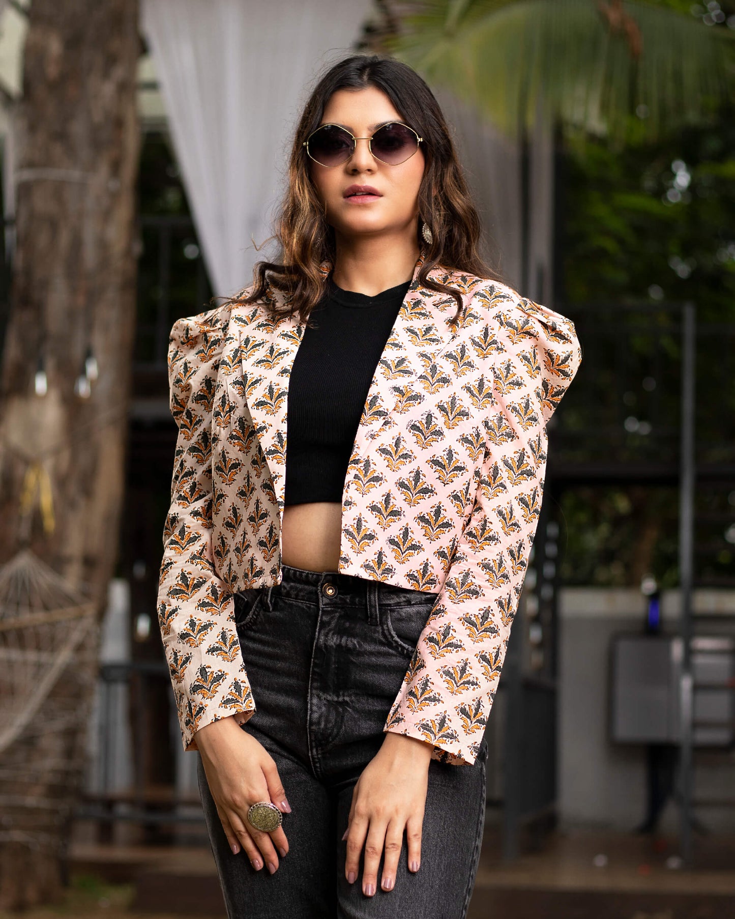 Floral Puff Sleeve Jacket