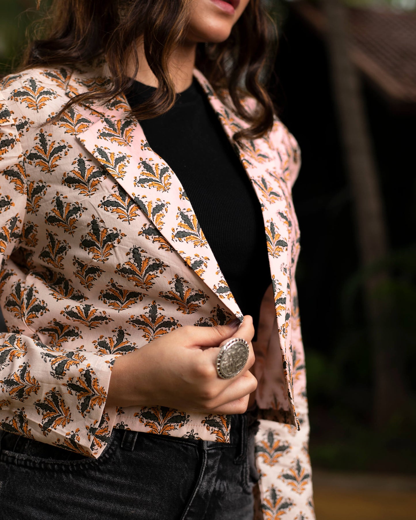 Floral Puff Sleeve Jacket