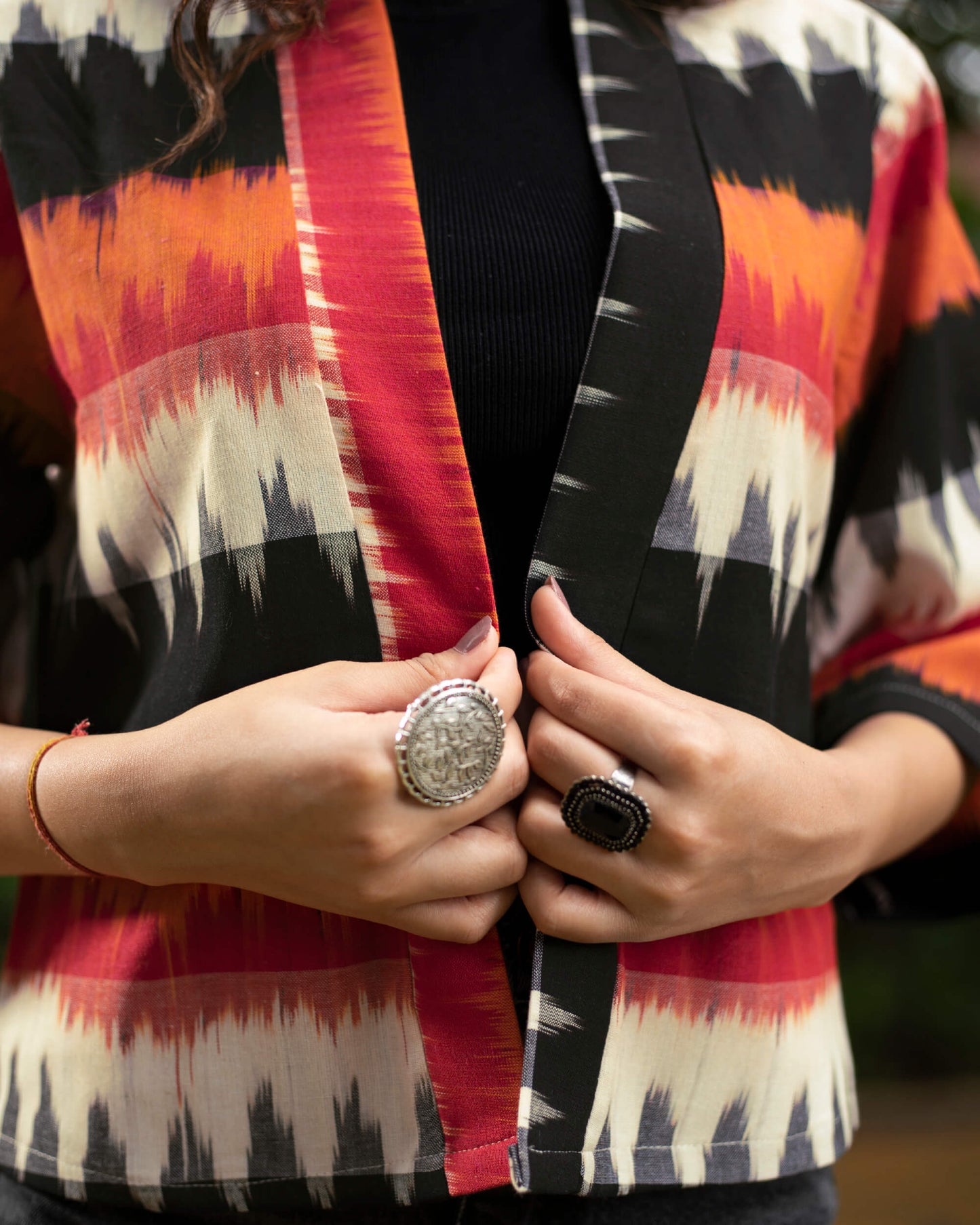 Chevron Ikkat Kimono Jacket