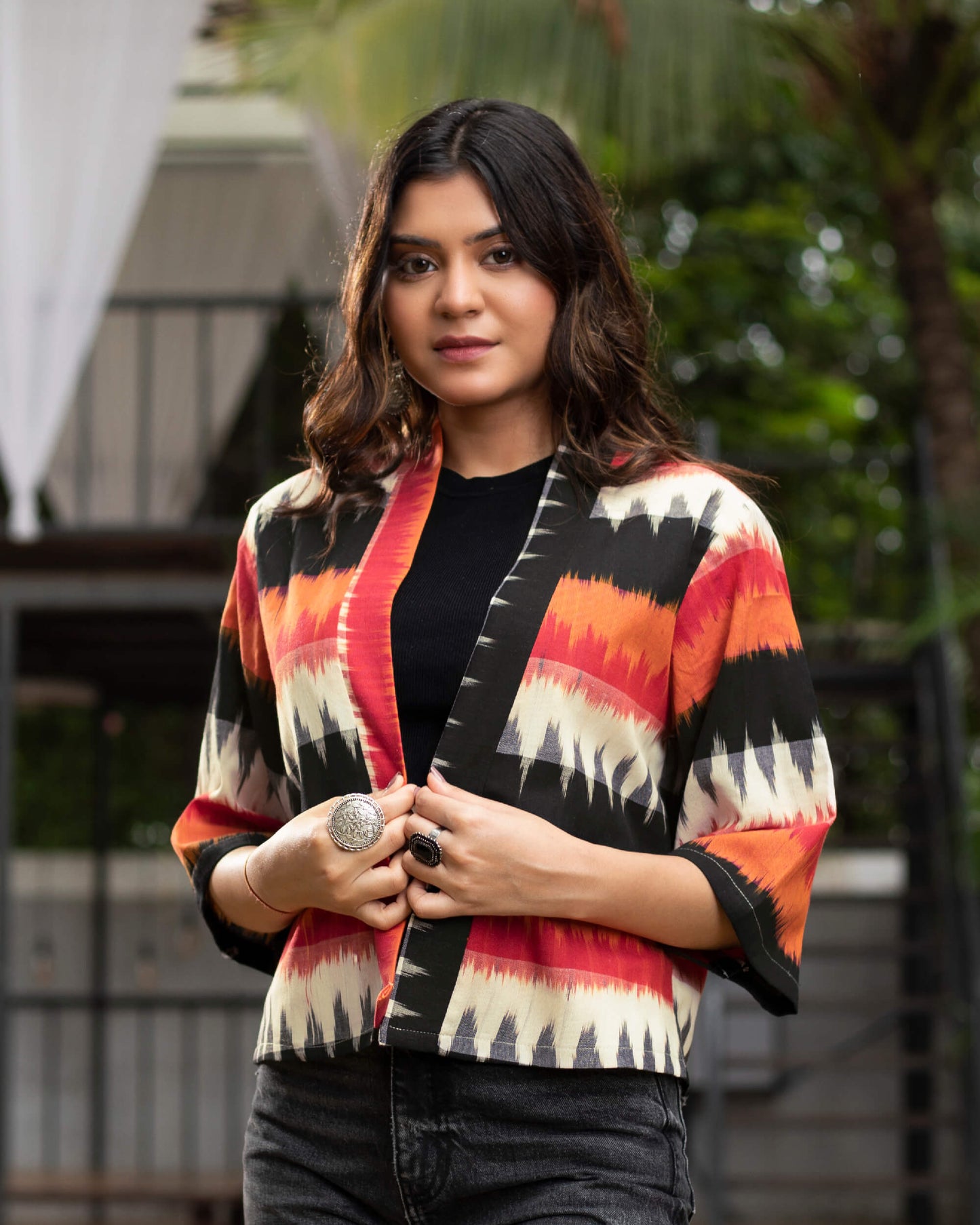 Chevron Ikkat Kimono Jacket