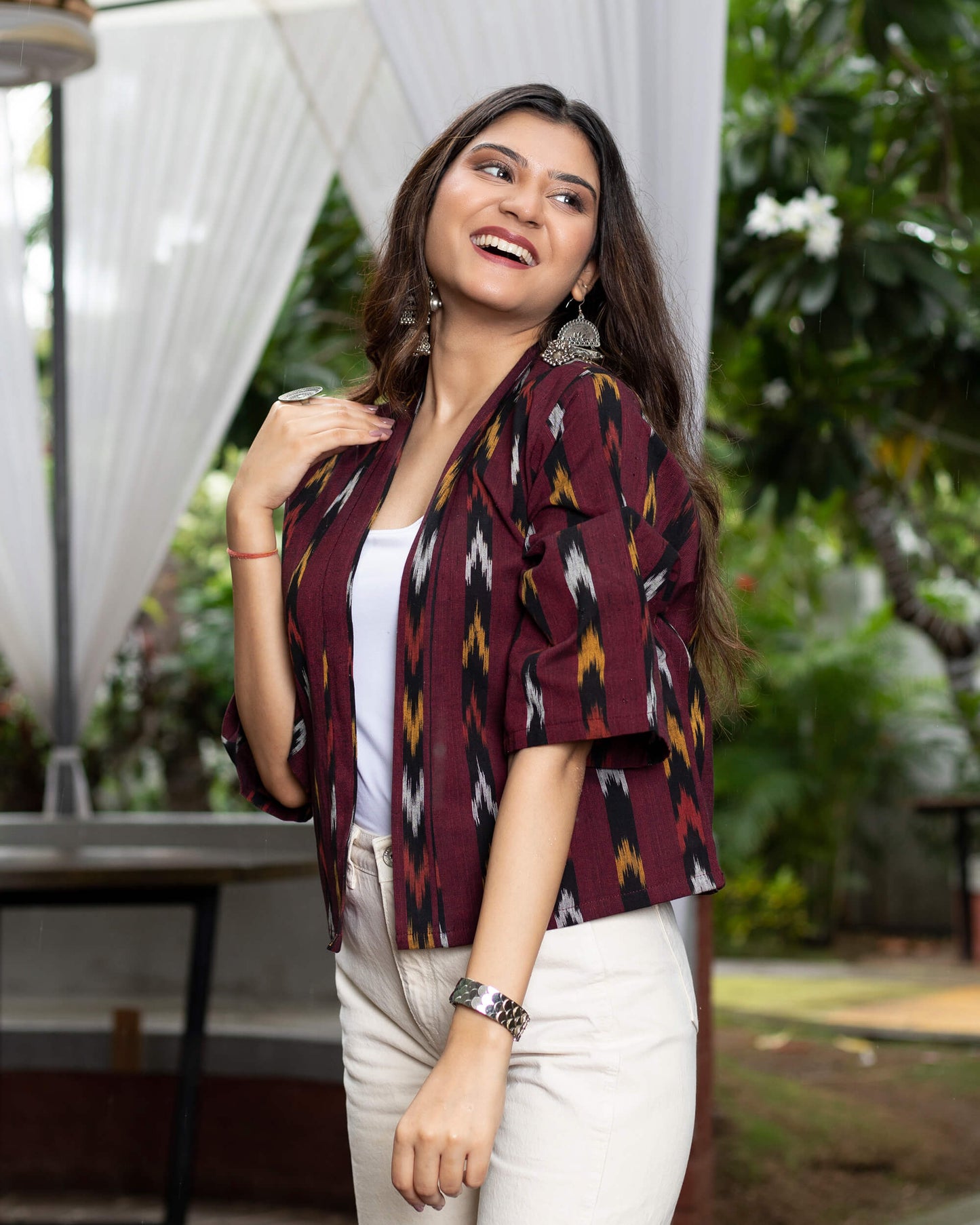 Stripes Ikkat Kimono Jacket