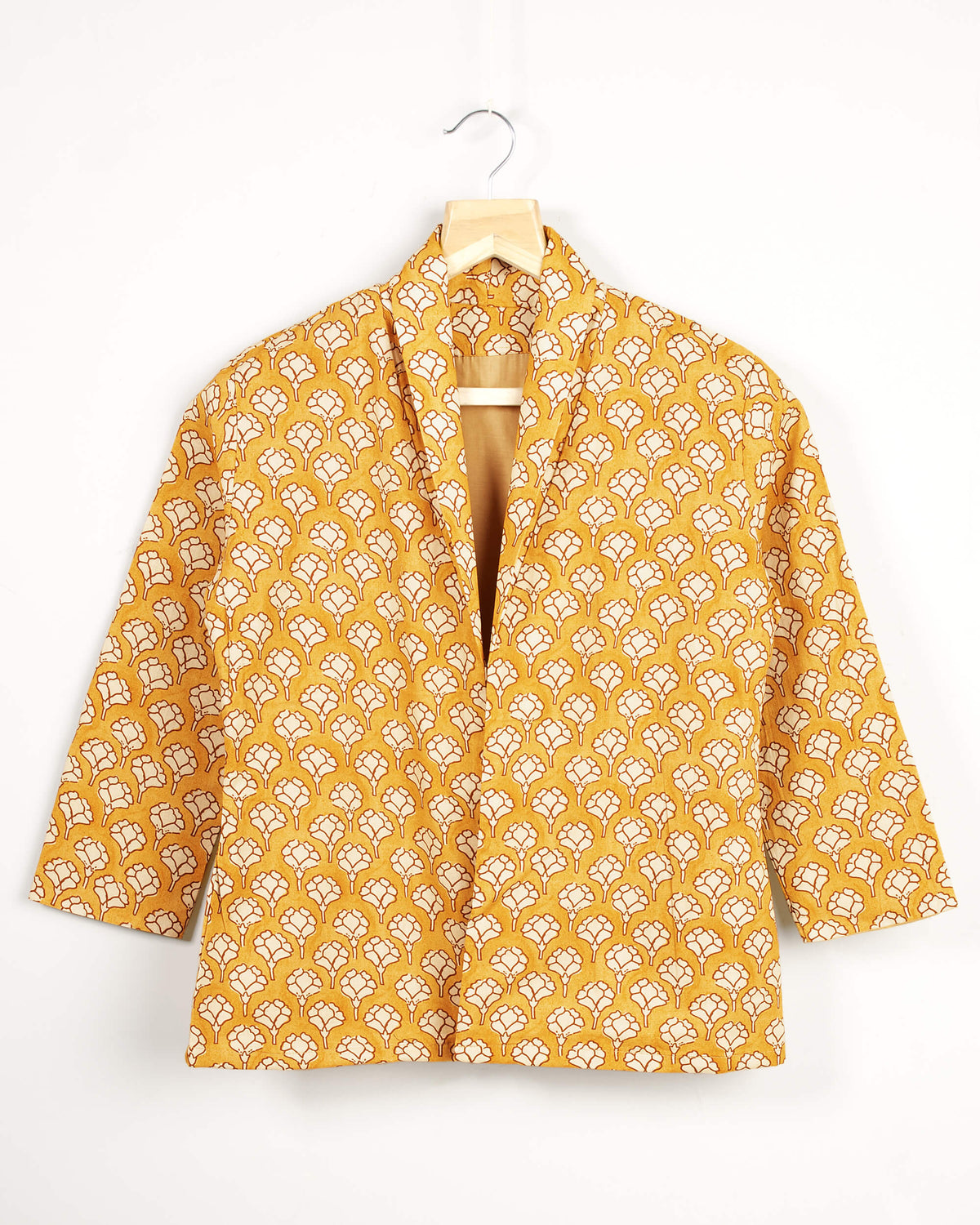 Yellow Ethnic Printed Kimono Jacket