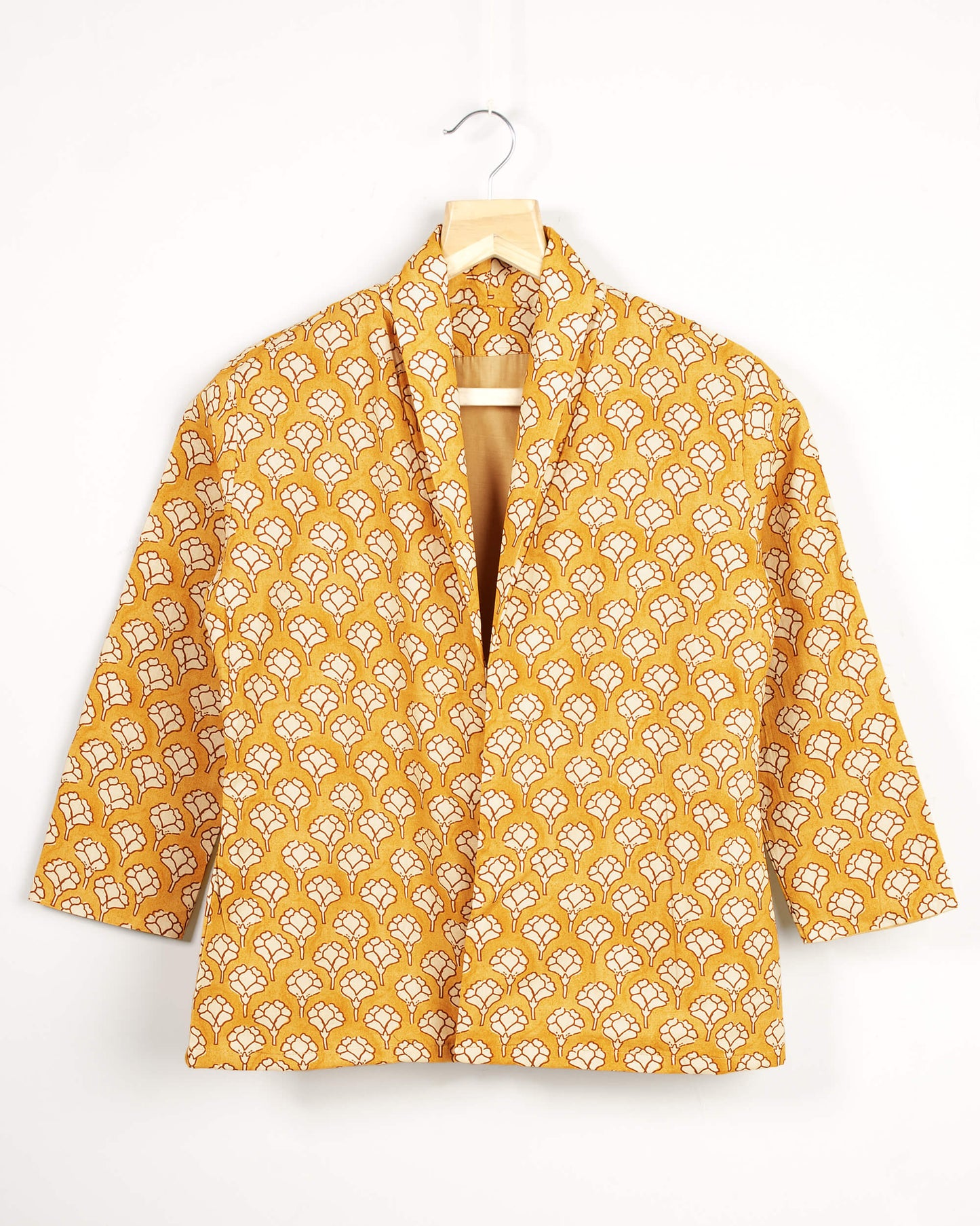 Yellow Ethnic Printed Kimono Jacket