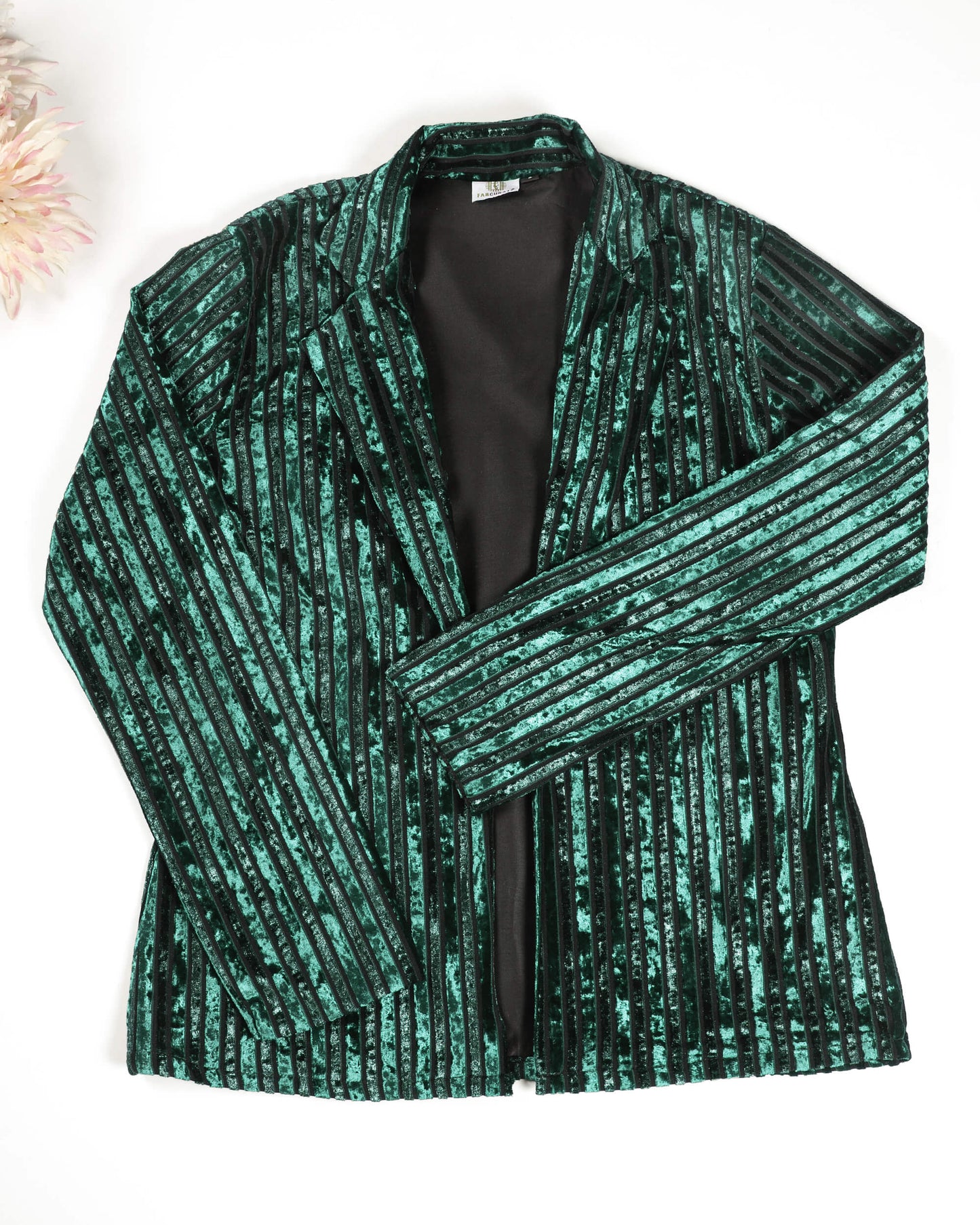 Green Imported Velvet Stripes Hangup Jacket