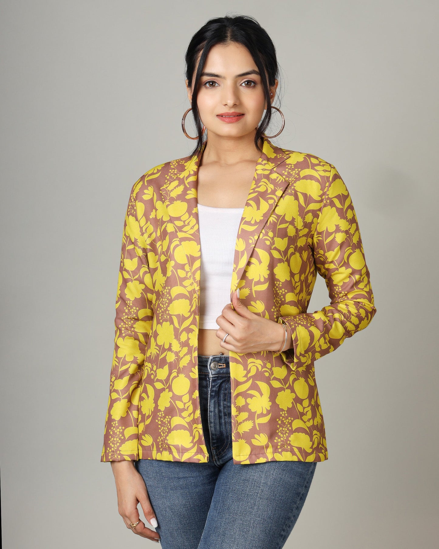 Modern Floral Elegance in Women's Jacket