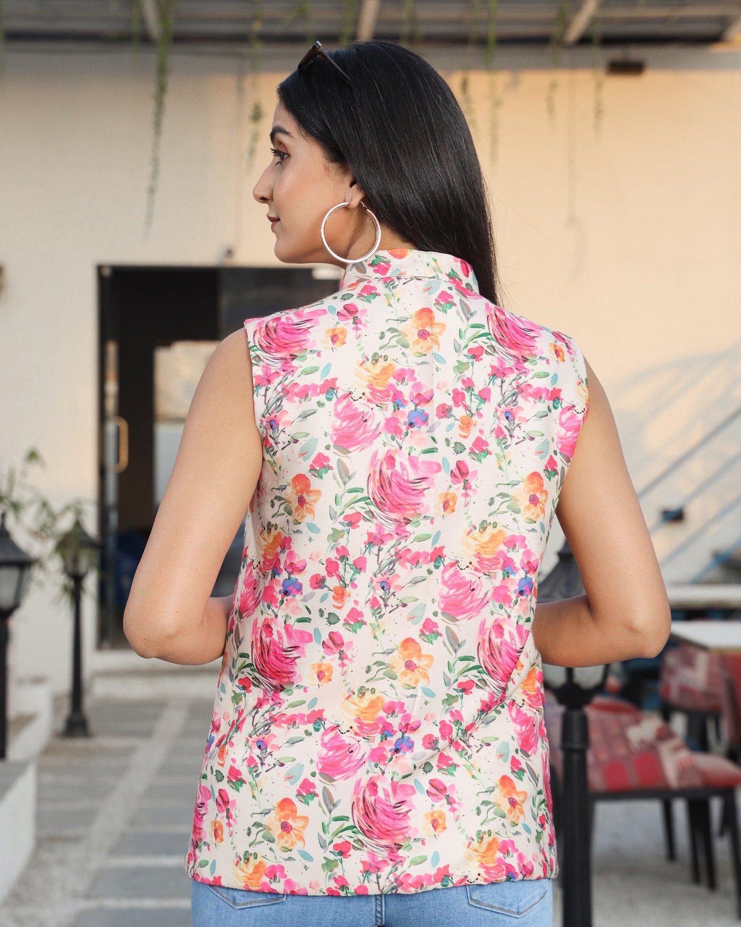 Devi Drape: Women's Floral Reversible Jacket