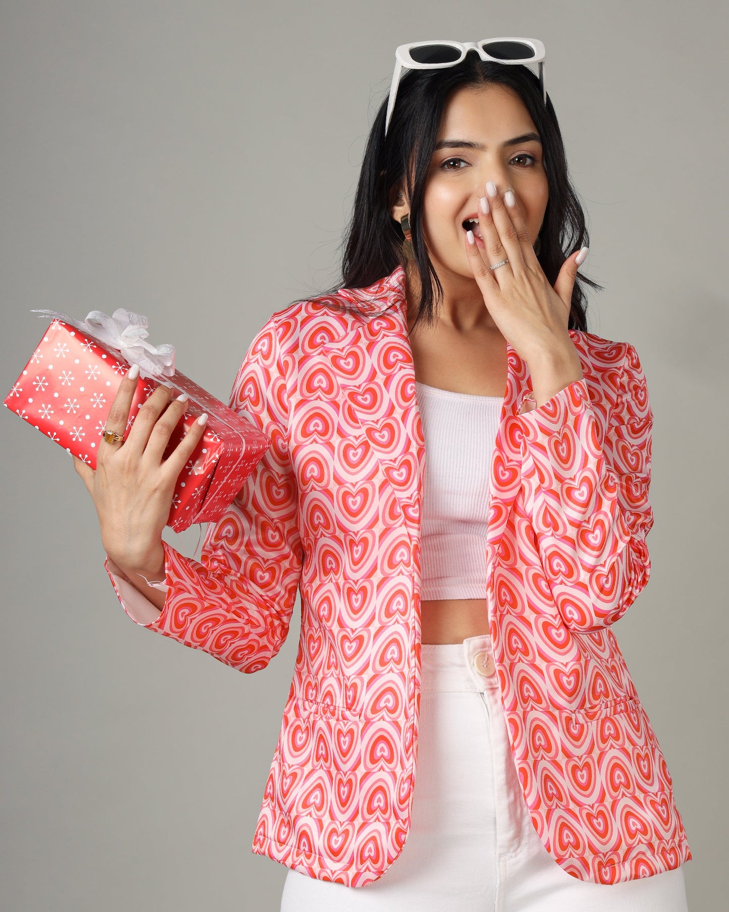 Women's Heart Print Statement Jacket