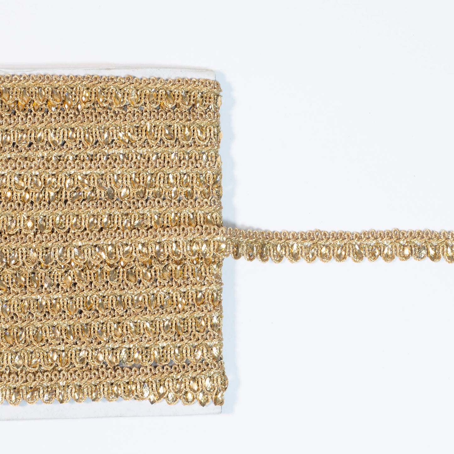 Golden Traditional Pattern Zari With Stone Cut Work Tussar Silk Lace (9 Mtr)