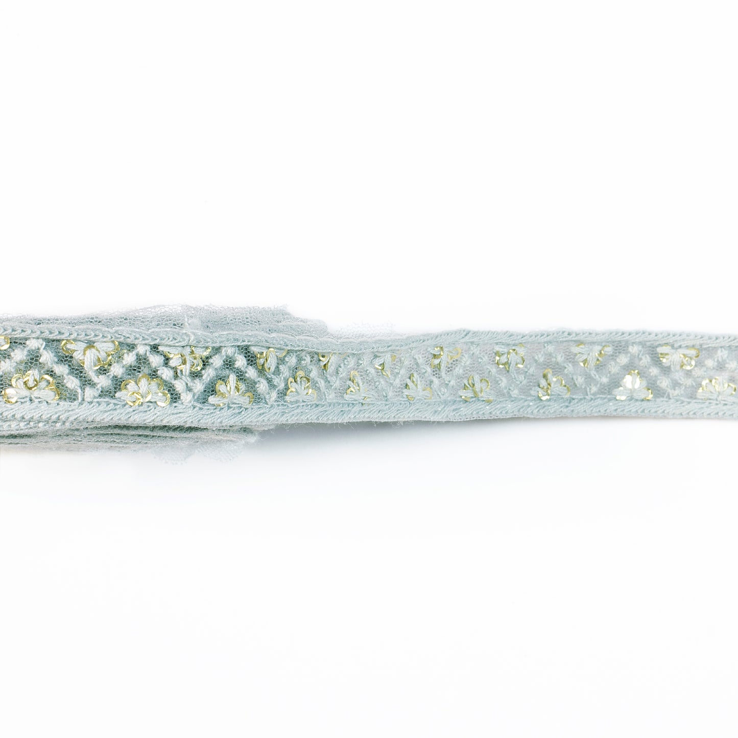 Pegion Grey Chevron Pattern Sequins Embroidery Net Lace (9 Mtr)