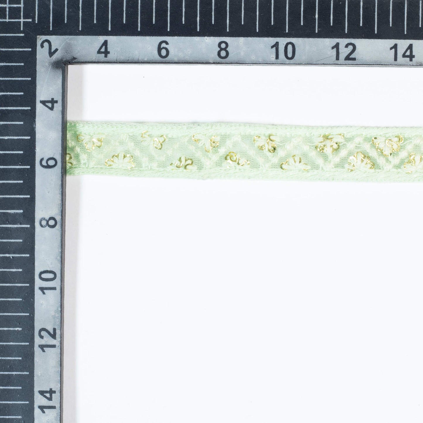 Moss Green Chevron Pattern Sequins Embroidery Net Lace (9 Mtr)