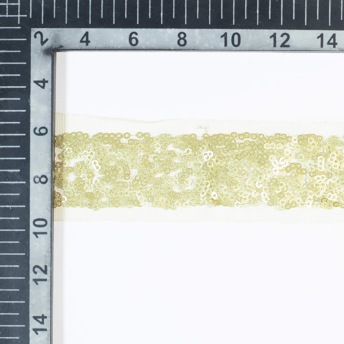 Golden Traditional Pattern Sequins Net Lace (9 Mtr)