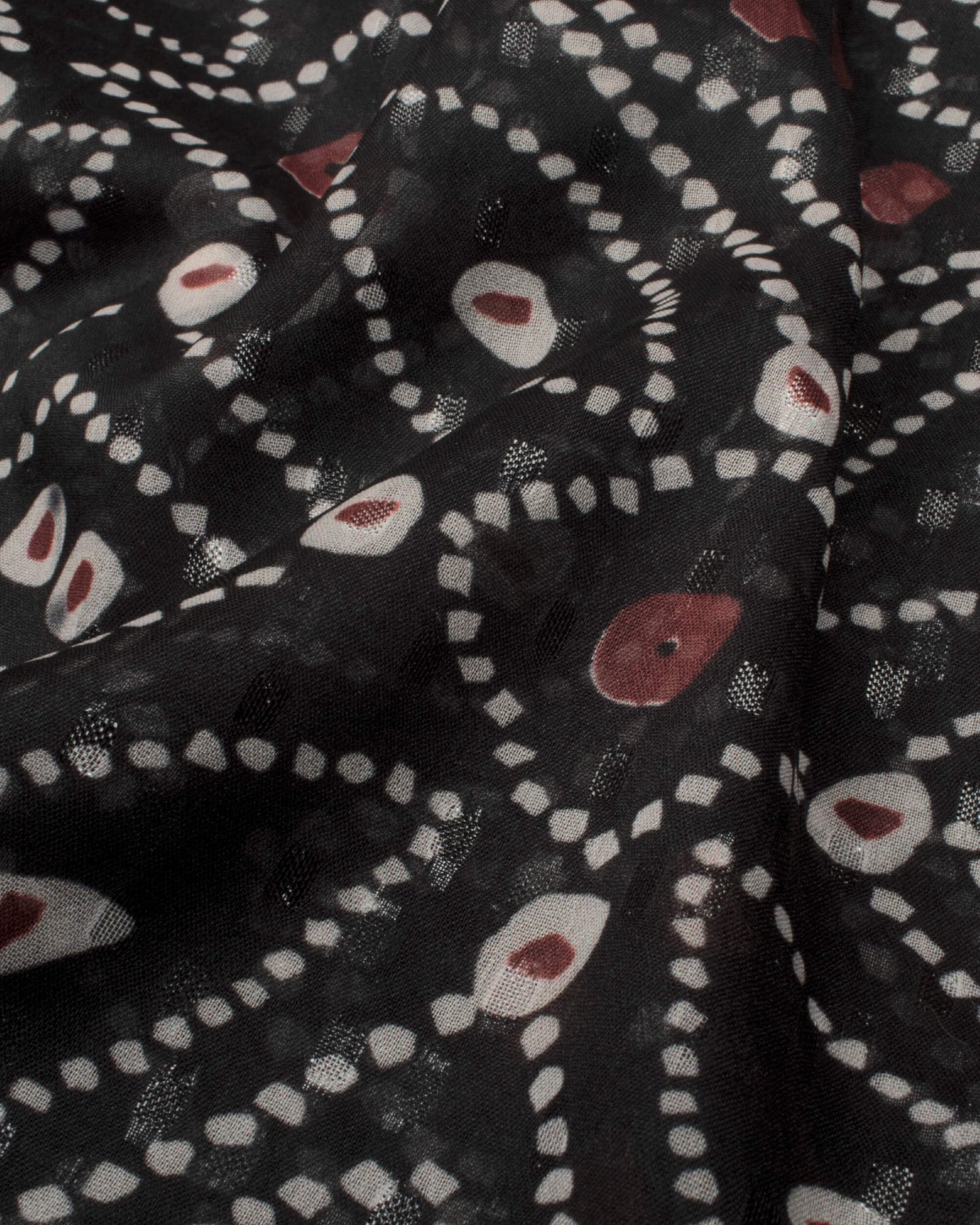 Black And White Bandhanii Pattern Digital Print Water Lurex Chiffon Saree With Zari Lace Border