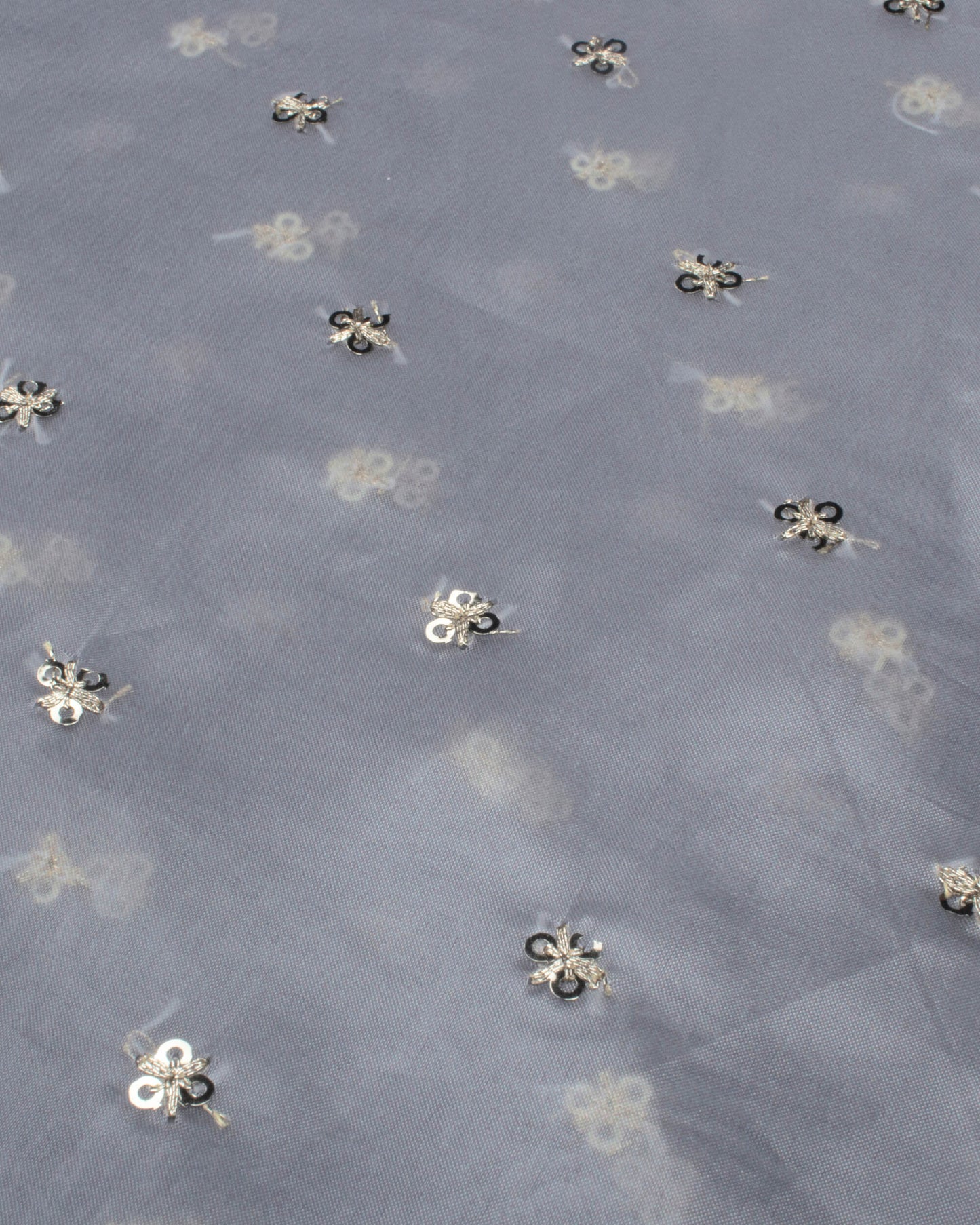 Black And White Ombre Pattern Booti Sequins Digital Print Liquid Organza Saree With Satin Border