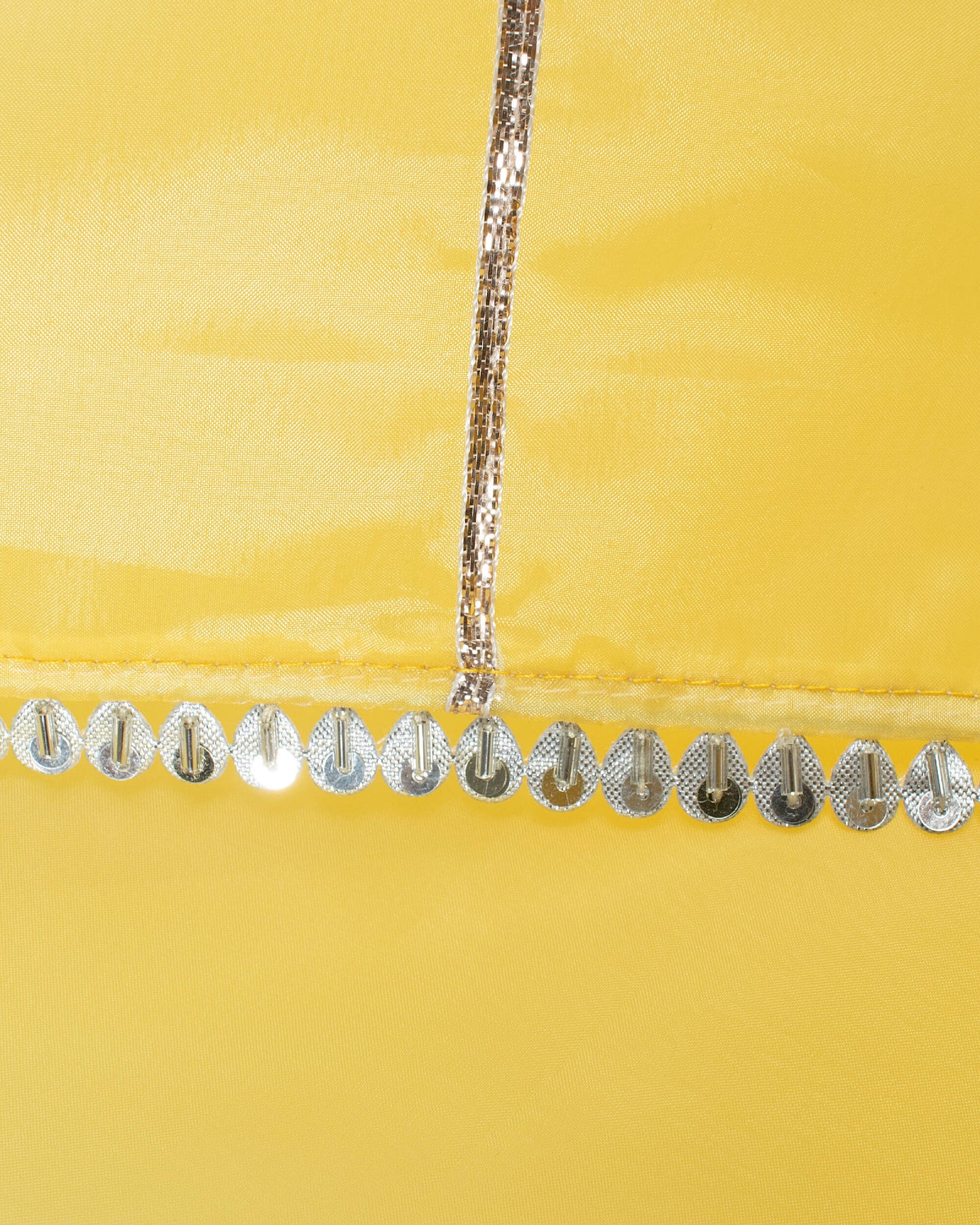 Yellow Silver Zari Gotta Patti Work Liquid Organza Saree With Tubular Beads Sequins Lace Border