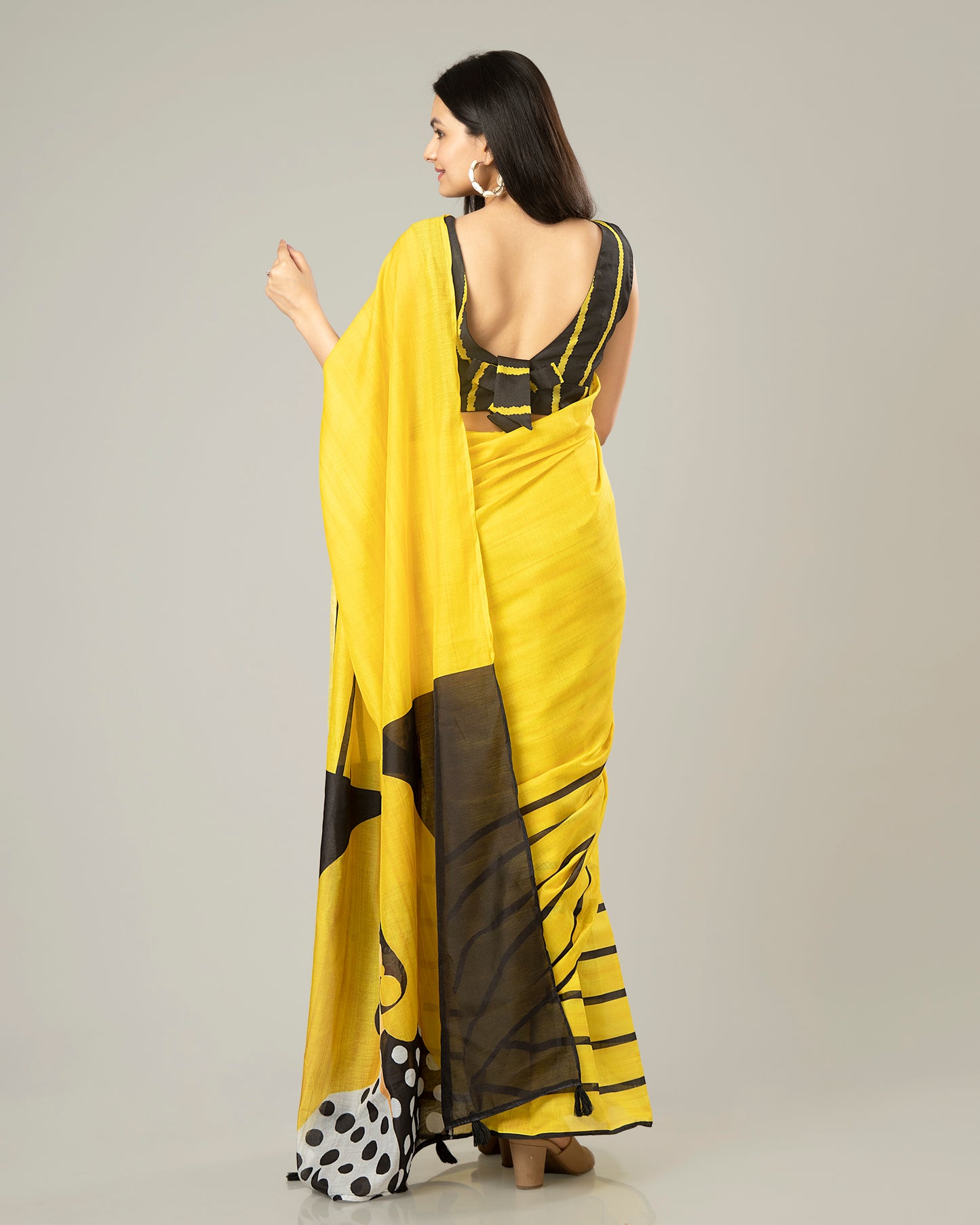 Forever Yellow Quirky Pallu Chanderi Saree With Lovely Tassels