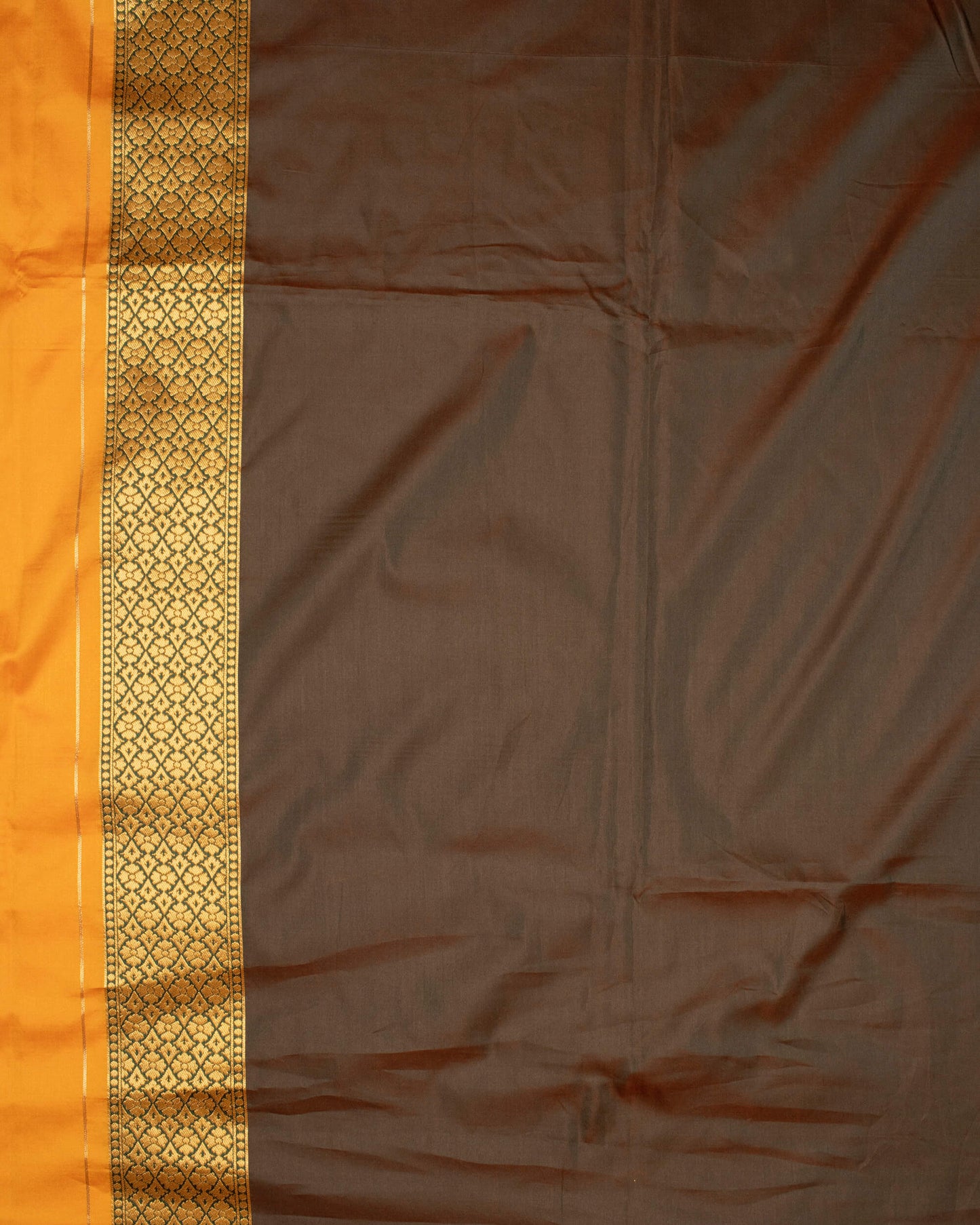 Fire Yellow And Green Floral Pattern Zari Jacquard Bordered Premium Banarasi Silk Saree With Blouse