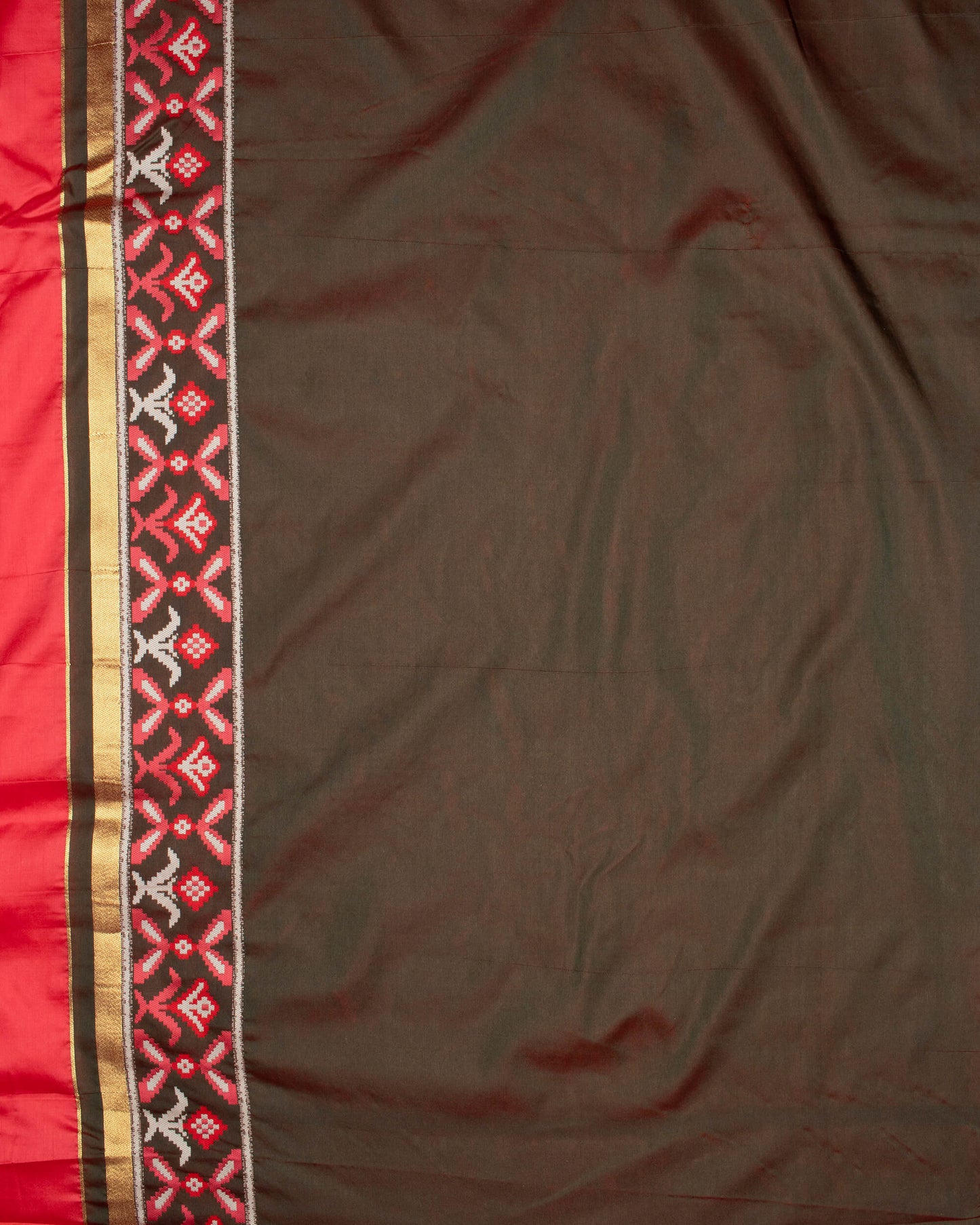 Rouge Pink And Green Patolaa Pattern Zari Jacquard Bordered Premium Banarasi Silk Saree With Blouse