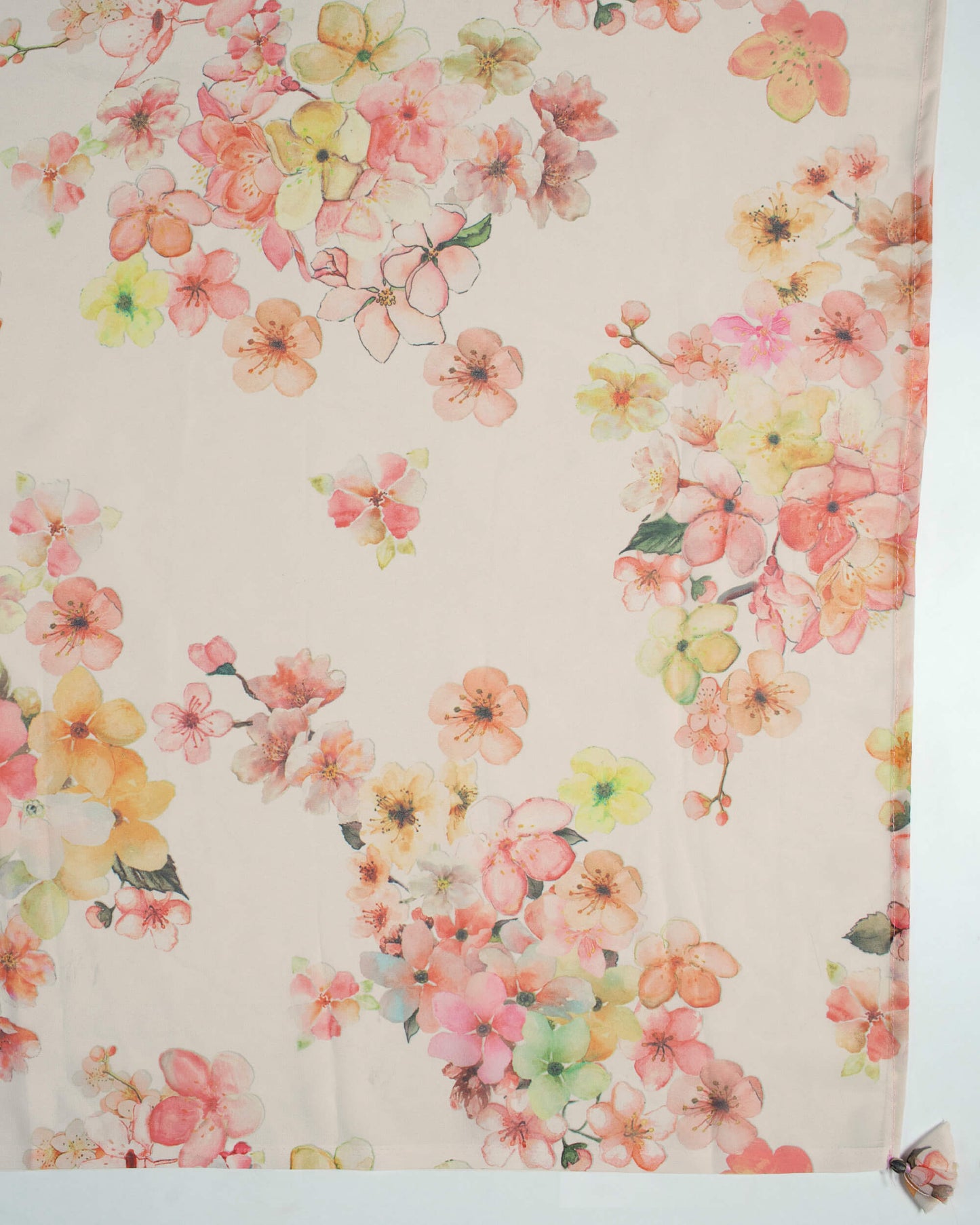 Off White And Pink Floral Pattern Digital Print Georgette Scarf