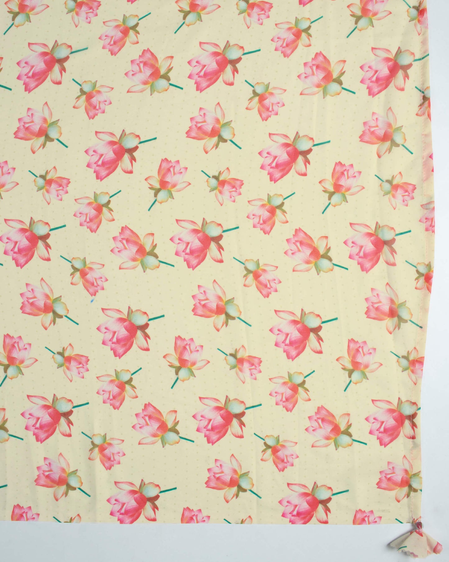Cream And Pink Floral Pattern Digital Print Georgette Scarf