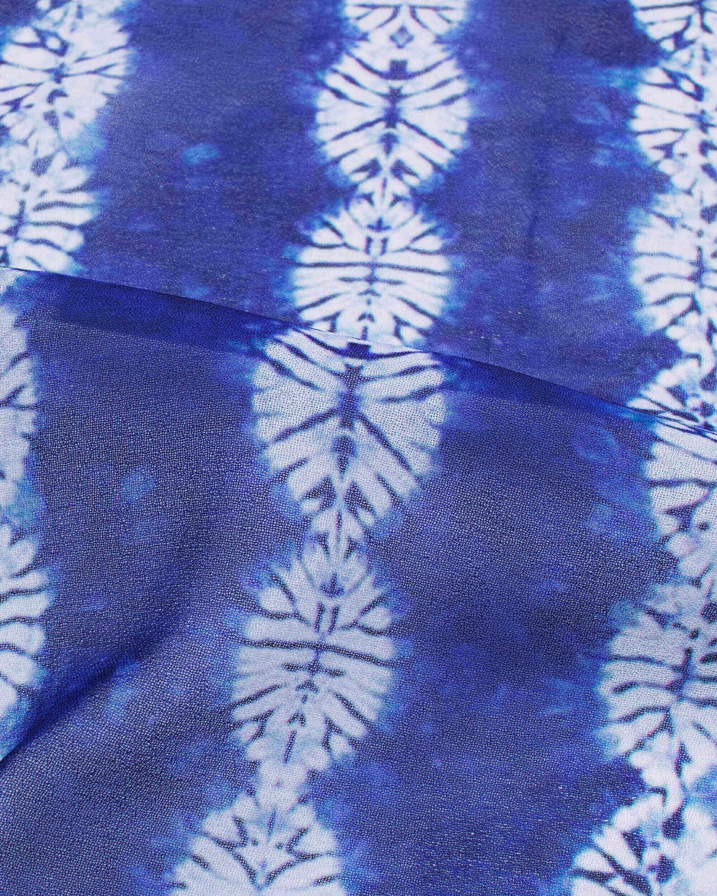 Blue And White Shiiborii Pattern Digital Print Georgette Scarf