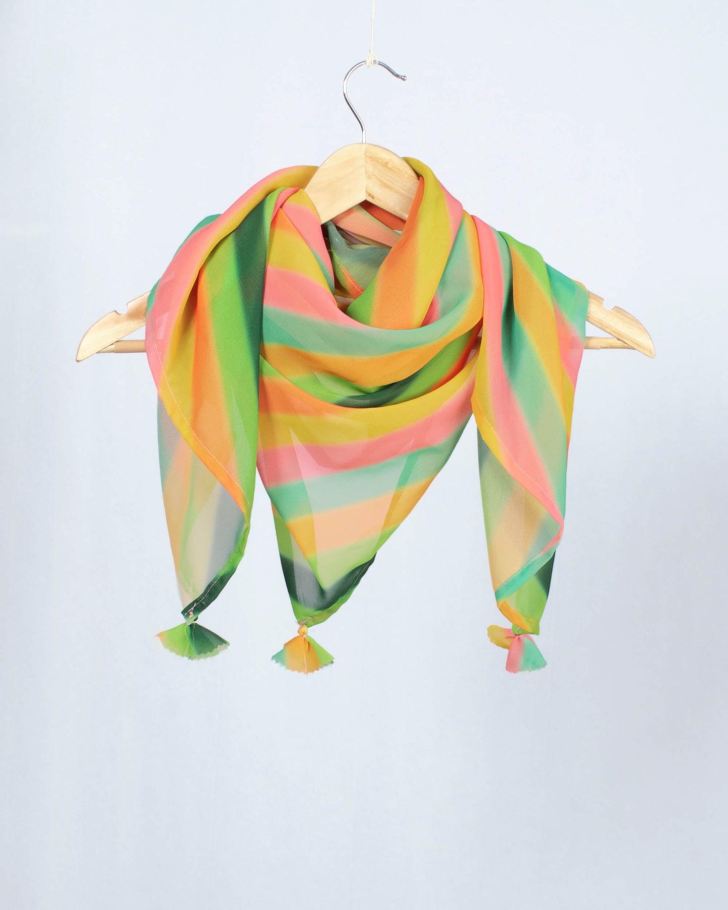 Multi-Color Leheriya Pattern Digital Print Georgette Scarf