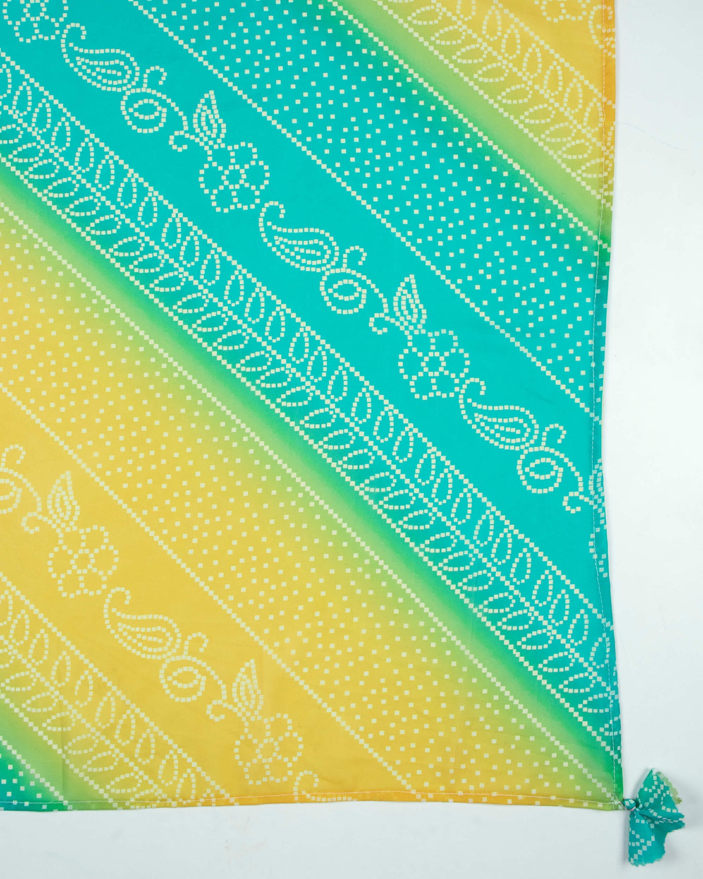 Bumblebee Yellow And Electric Blue Bandhanii Pattern Digital Print Georgette Scarf