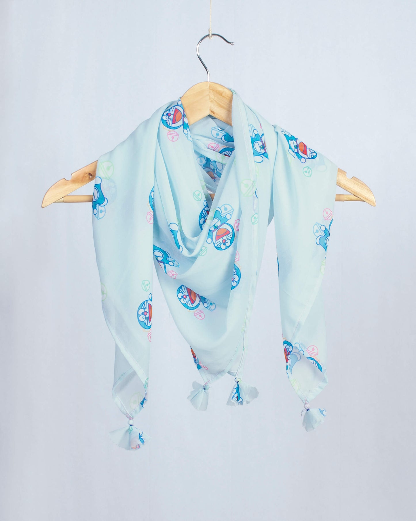 Baby Blue And Red Kids Pattern Digital Print Georgette Scarf