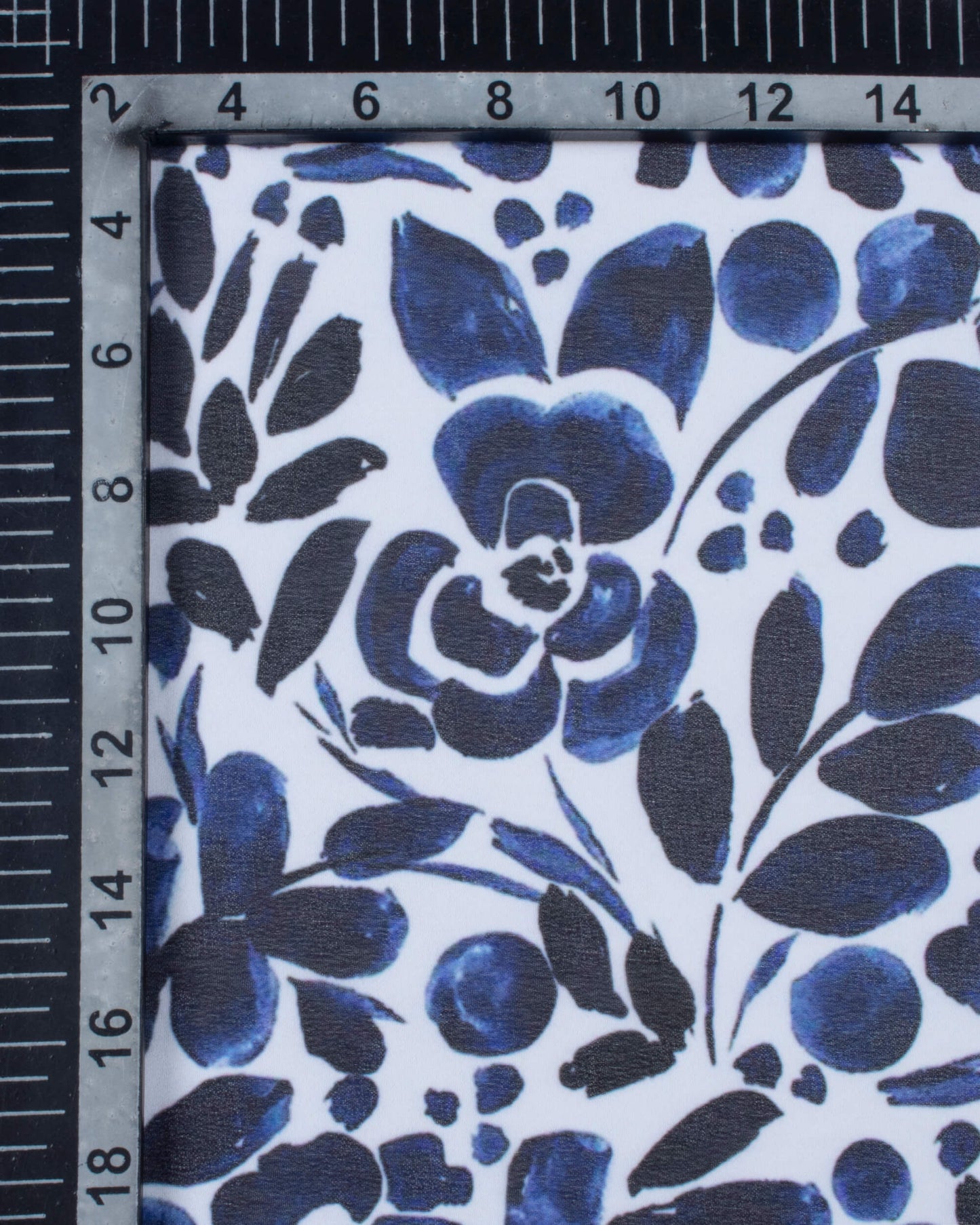 White And Space Blue Floral Pattern Digital Print Georgette Scarf