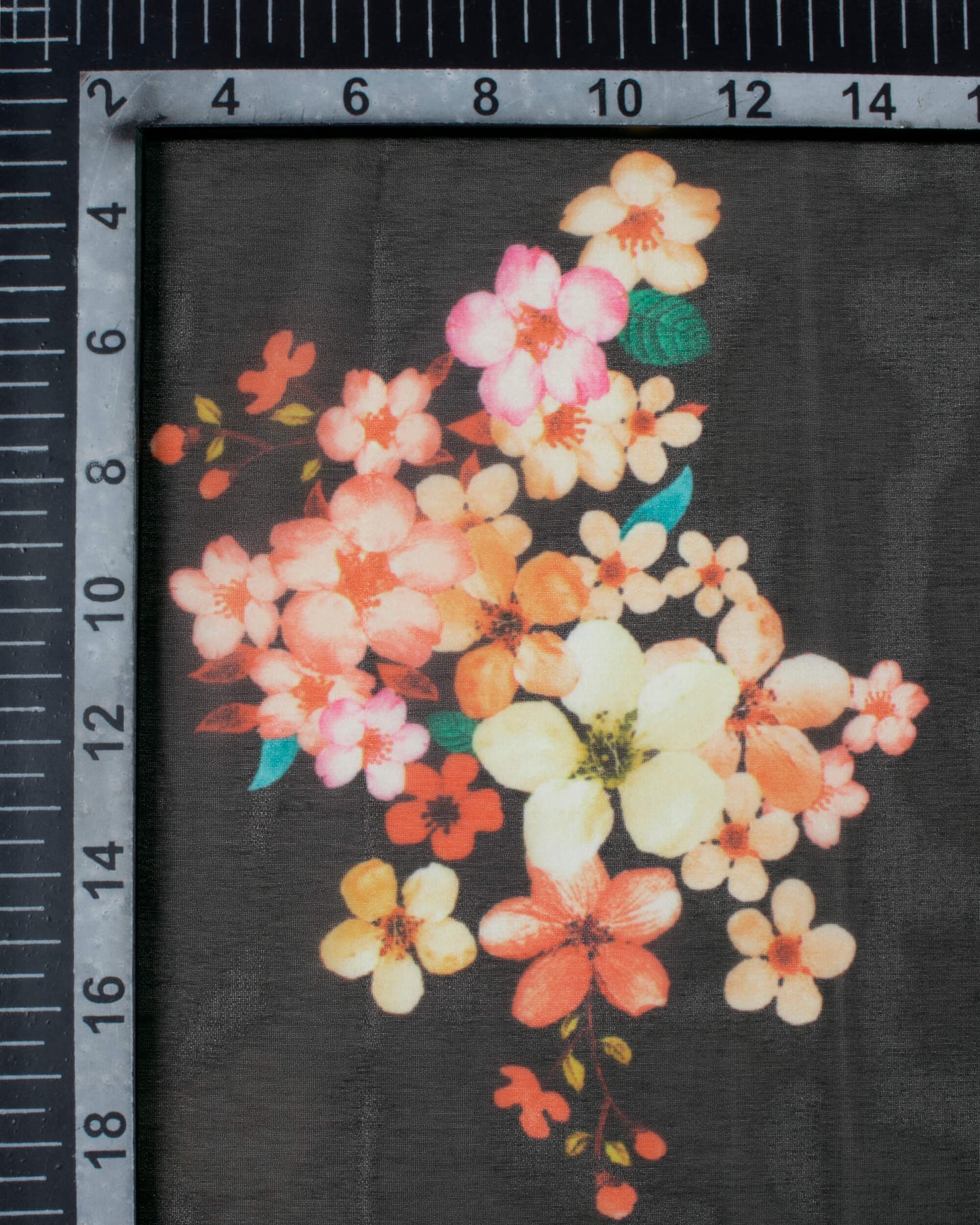 Black And Brick Pink Floral Pattern Digital Print Georgette Scarf