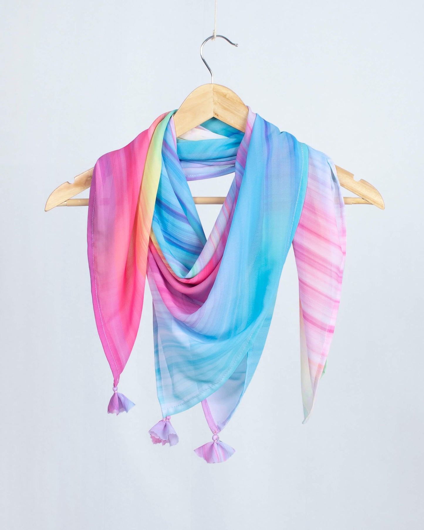 Multi-Color Rainbow Pattern Digital Print Georgette Scarf