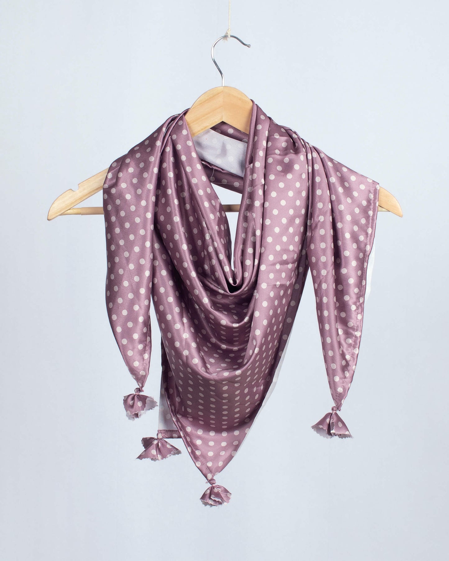 Lavender Purple And Off White Polka Dots Pattern Digital Print Japan Satin Scarf