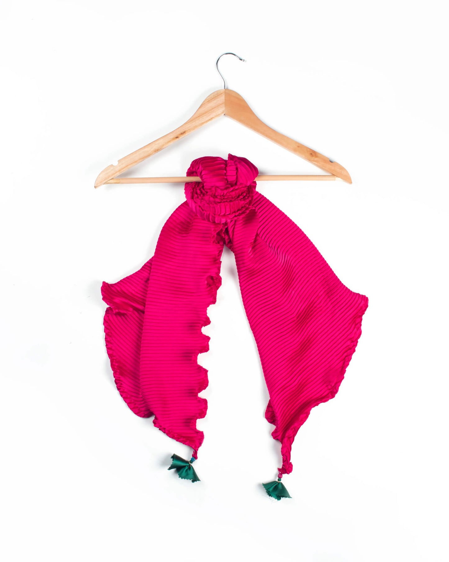 Cerise Pink Plain Pleated Japan Satin Scarf