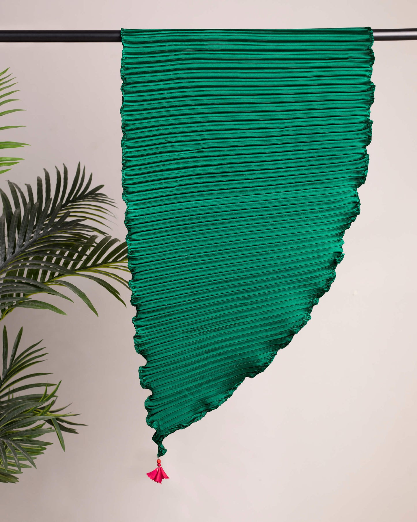 Sacramento Green Plain Pleated Japan Satin Scarf