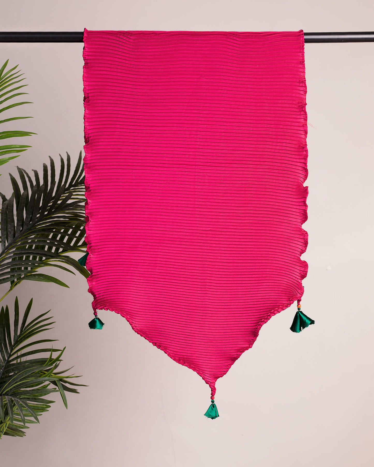 Cerise Pink Plain Pleated Japan Satin Scarf