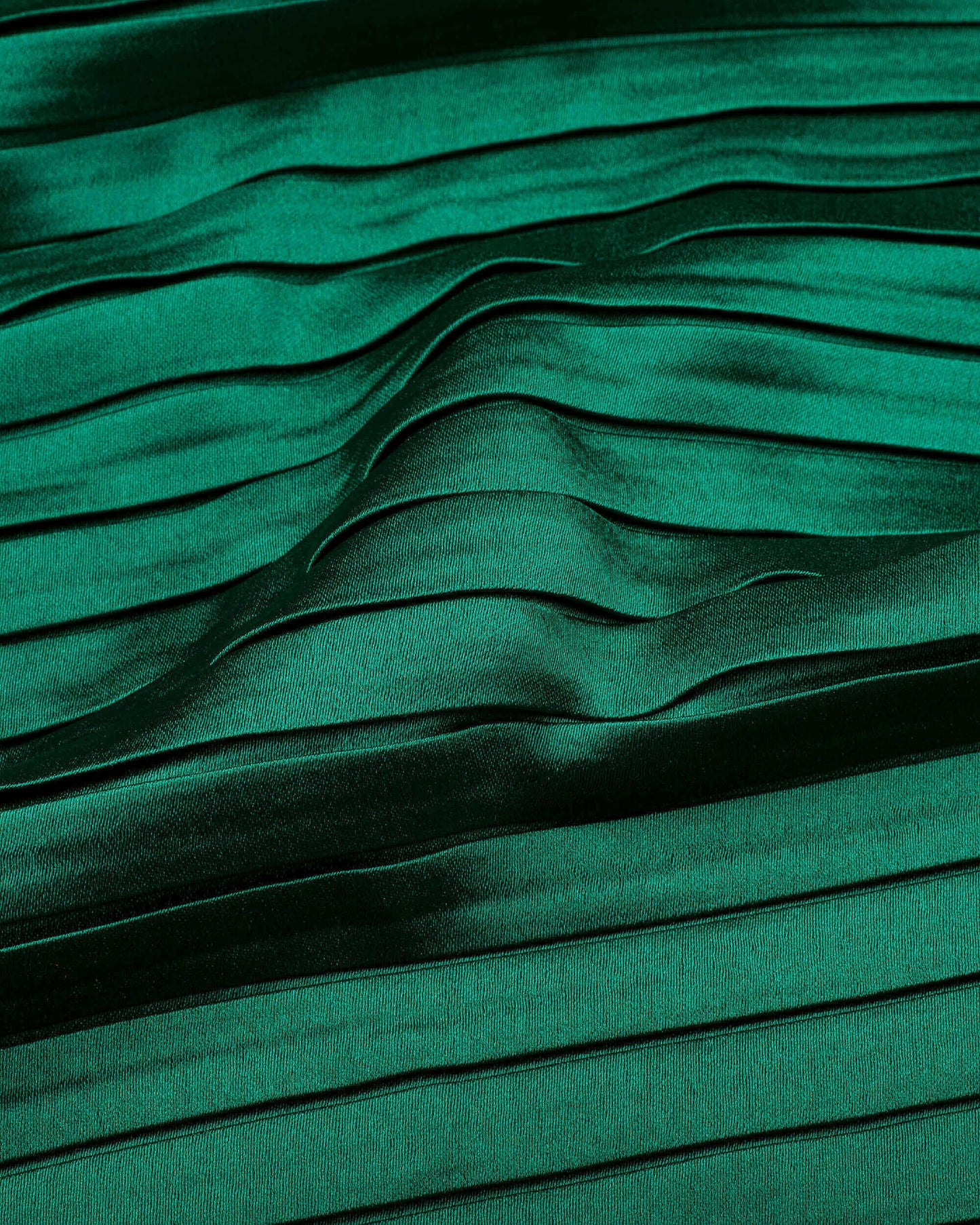 Sacramento Green Plain Pleated Japan Satin Scarf