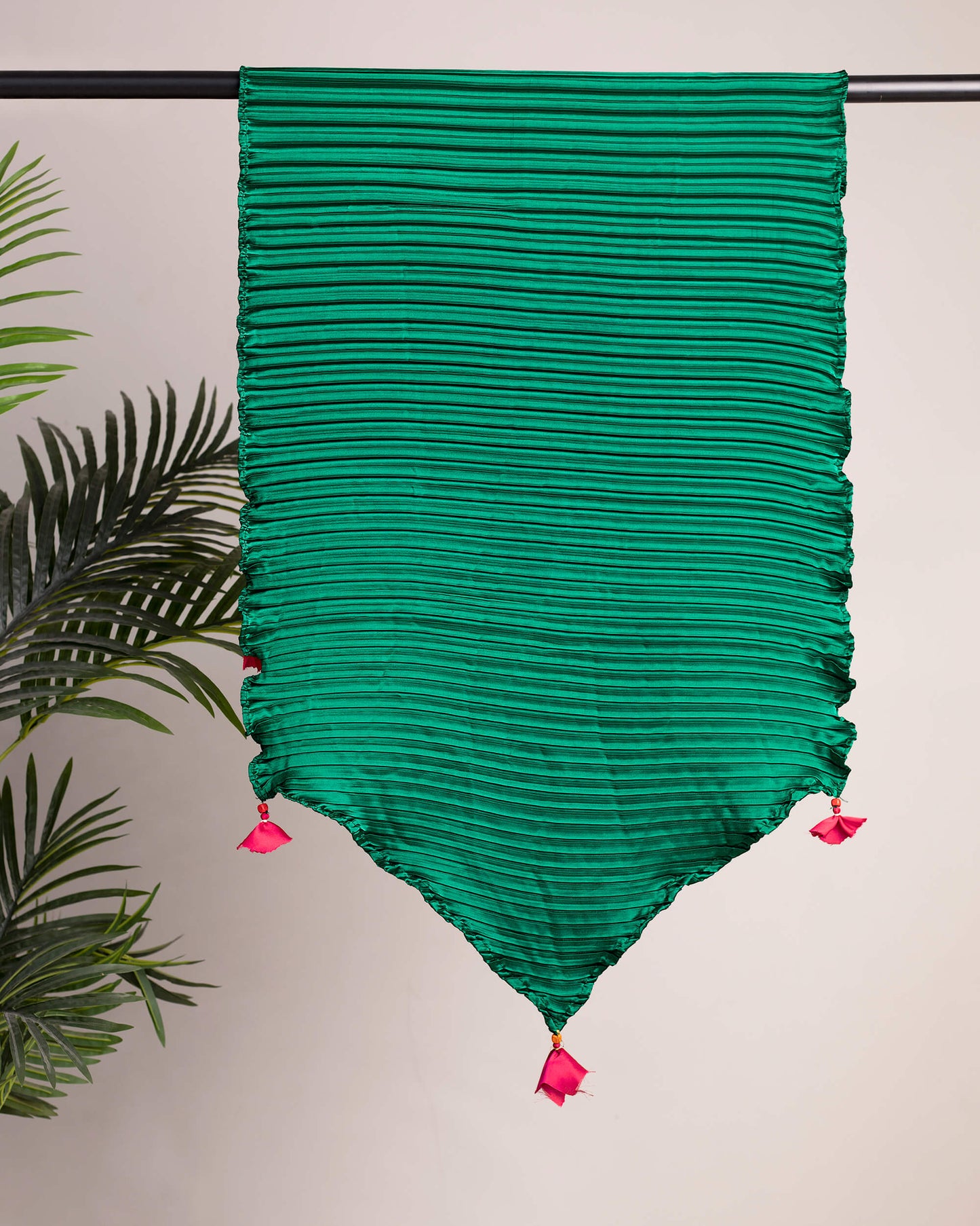 Sacramento Green Plain Pleated Japan Satin Scarf